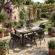 Osaka 6 Kişilik Dikdörtgen Polipropilen Masa Siyah & Flash-R Kollu Sandalye Siyah