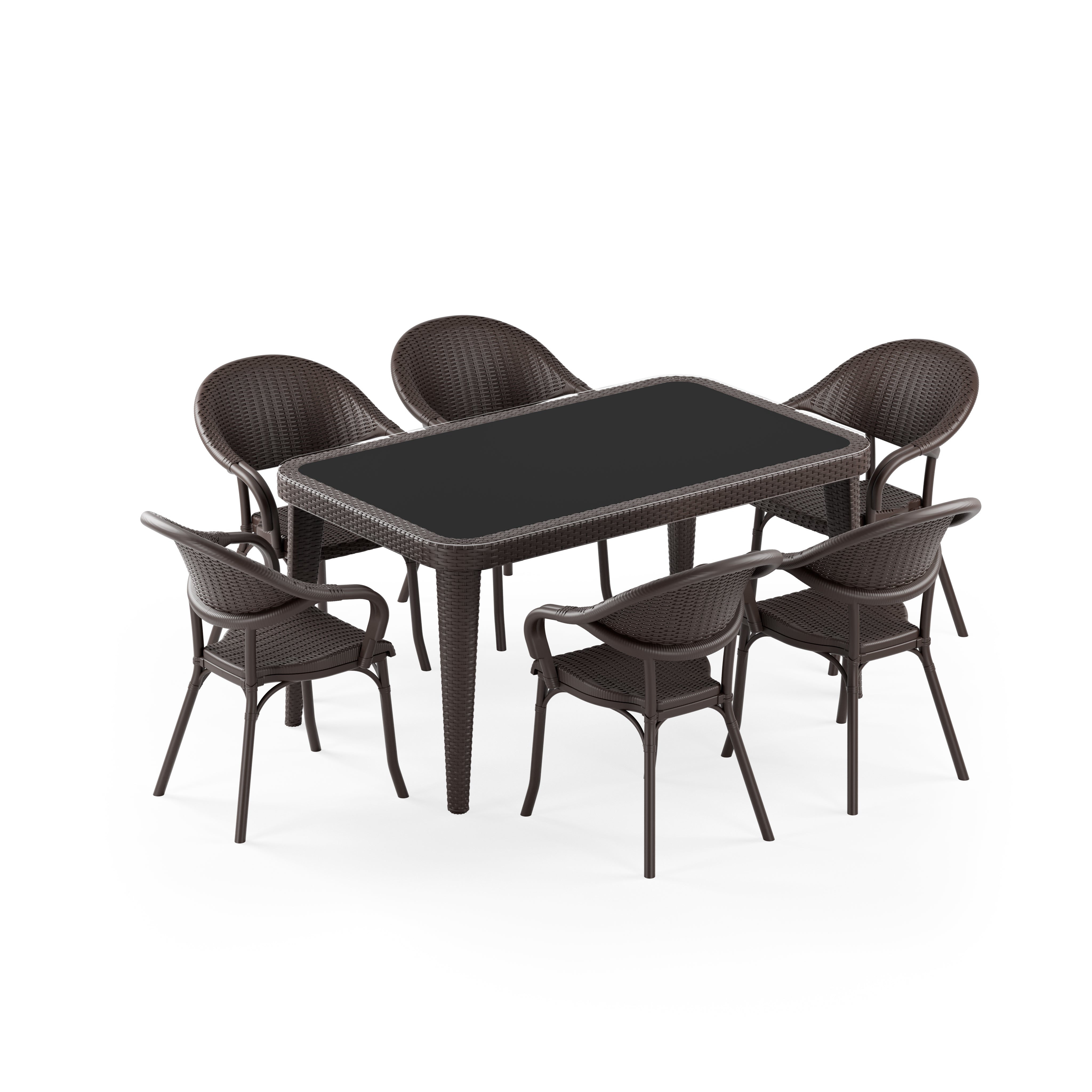 Osaka 6 Kişilik Dikdörtgen Polipropilen Masa Venge & Flash-R Kollu Sandalye Venge