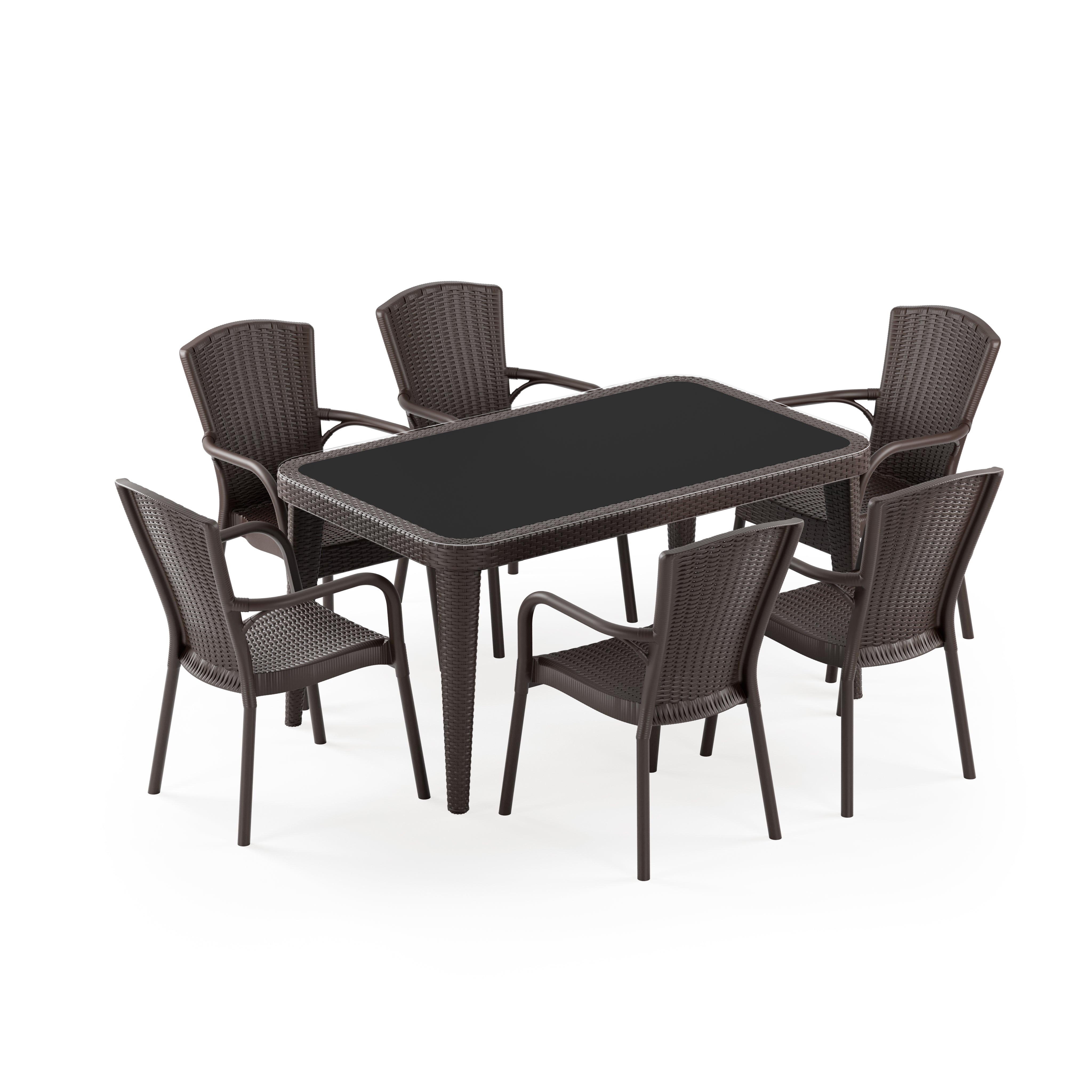 Osaka 6 Kişilik Dikdörtgen Polipropilen Masa Venge & Royal Sandalye Venge