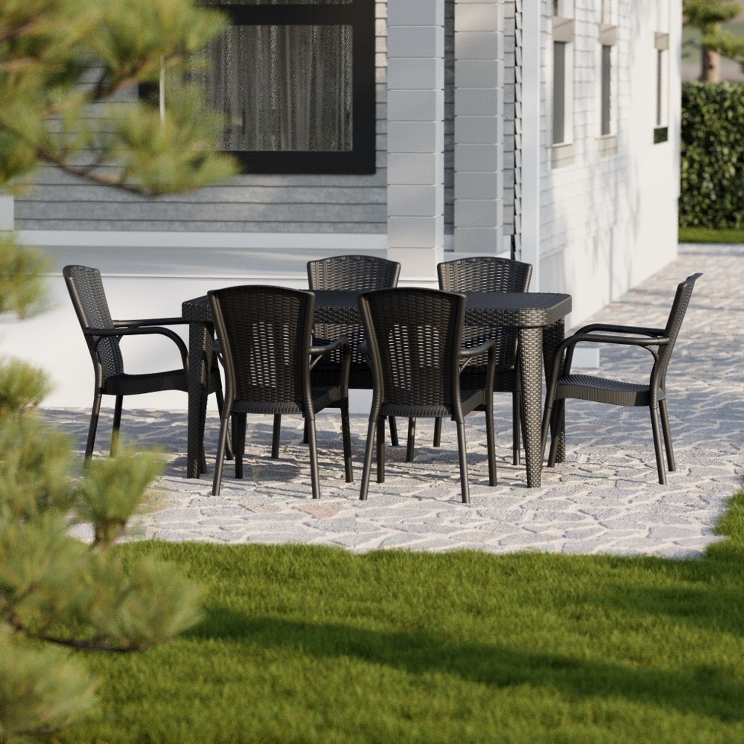 Osaka 6 Kişilik Dikdörtgen Polipropilen Masa Venge & Royal Sandalye Venge