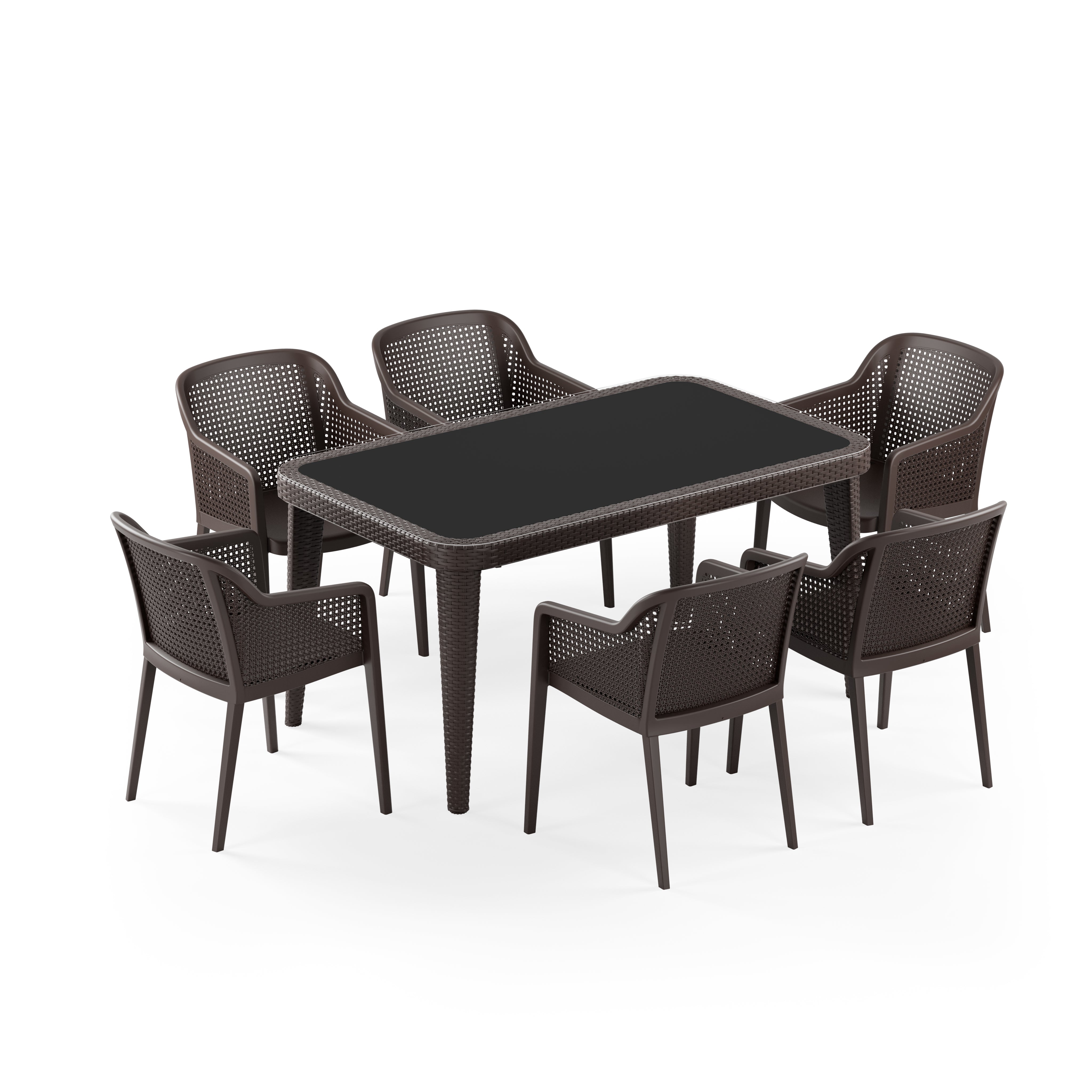 Osaka 6 Kişilik Dikdörtgen Polipropilen Masa Venge & Octa Sandalye Venge