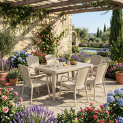 Osaka 6 Kişilik Dikdörtgen Polipropilen Masa Bej & Royal Sandalye Bej