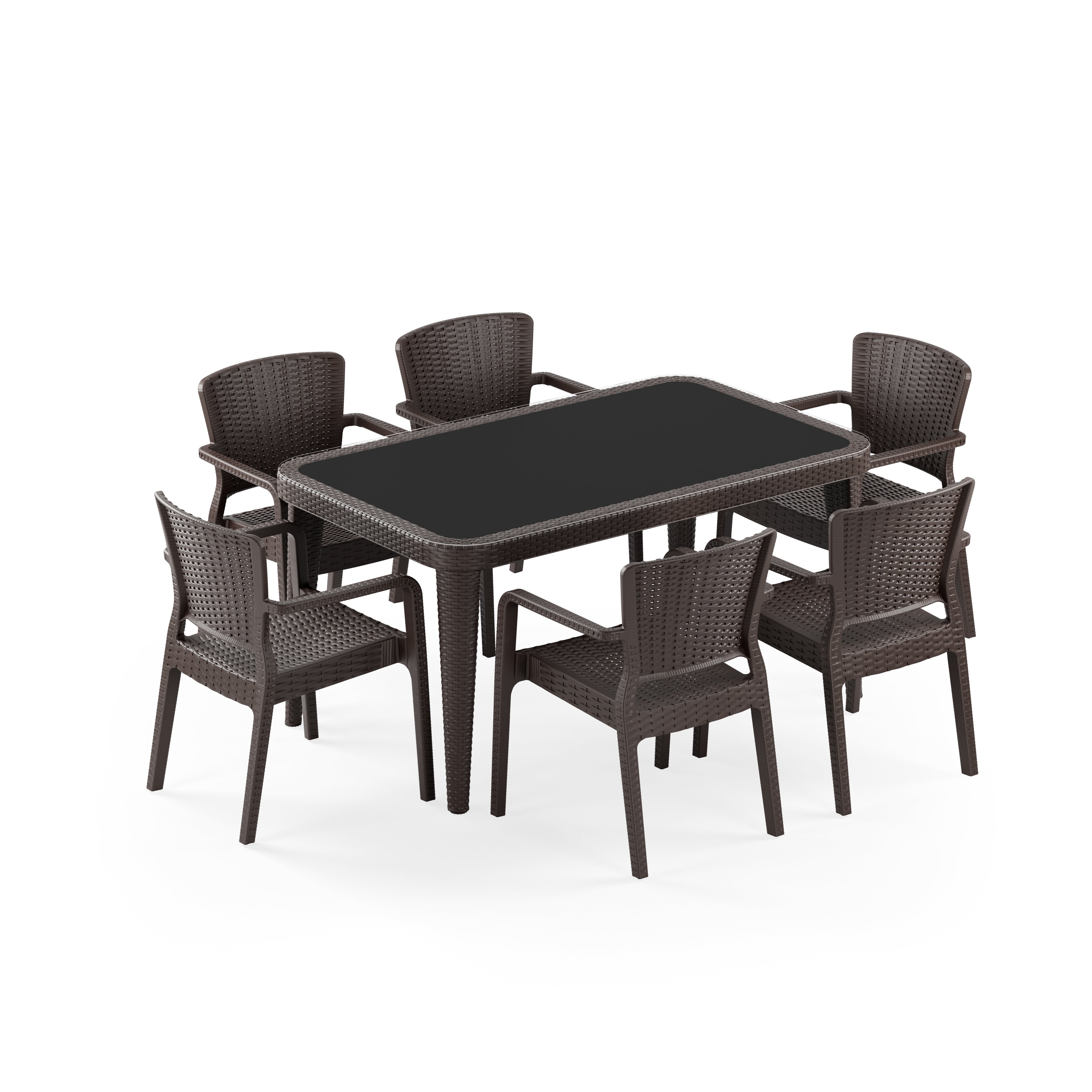 Osaka 6 Kişilik Dikdörtgen Polipropilen Masa Venge & Antares Kollu Sandalye Venge