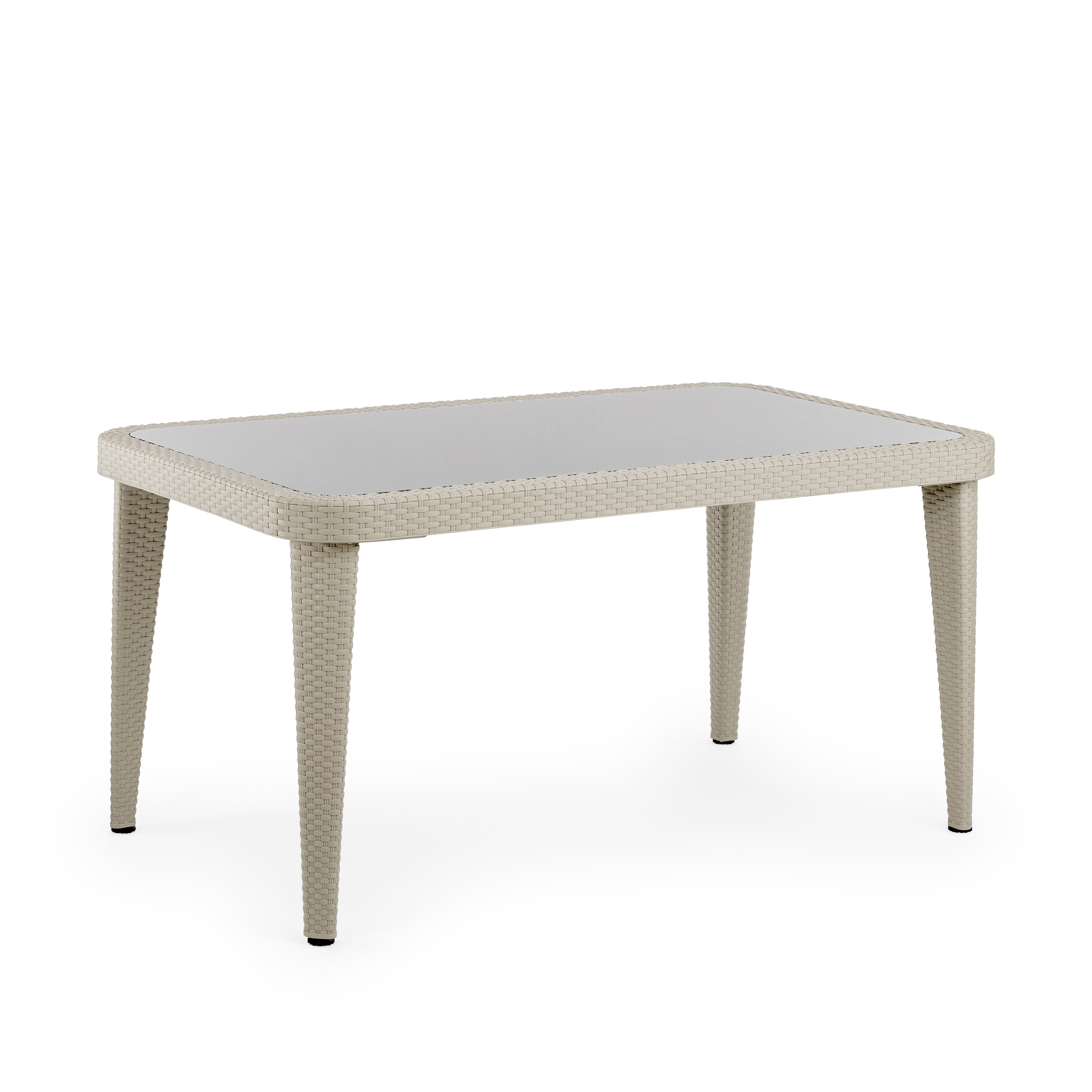 Osaka Rattan Görünümlü Dikdörtgen Polipropilen Masa Bej