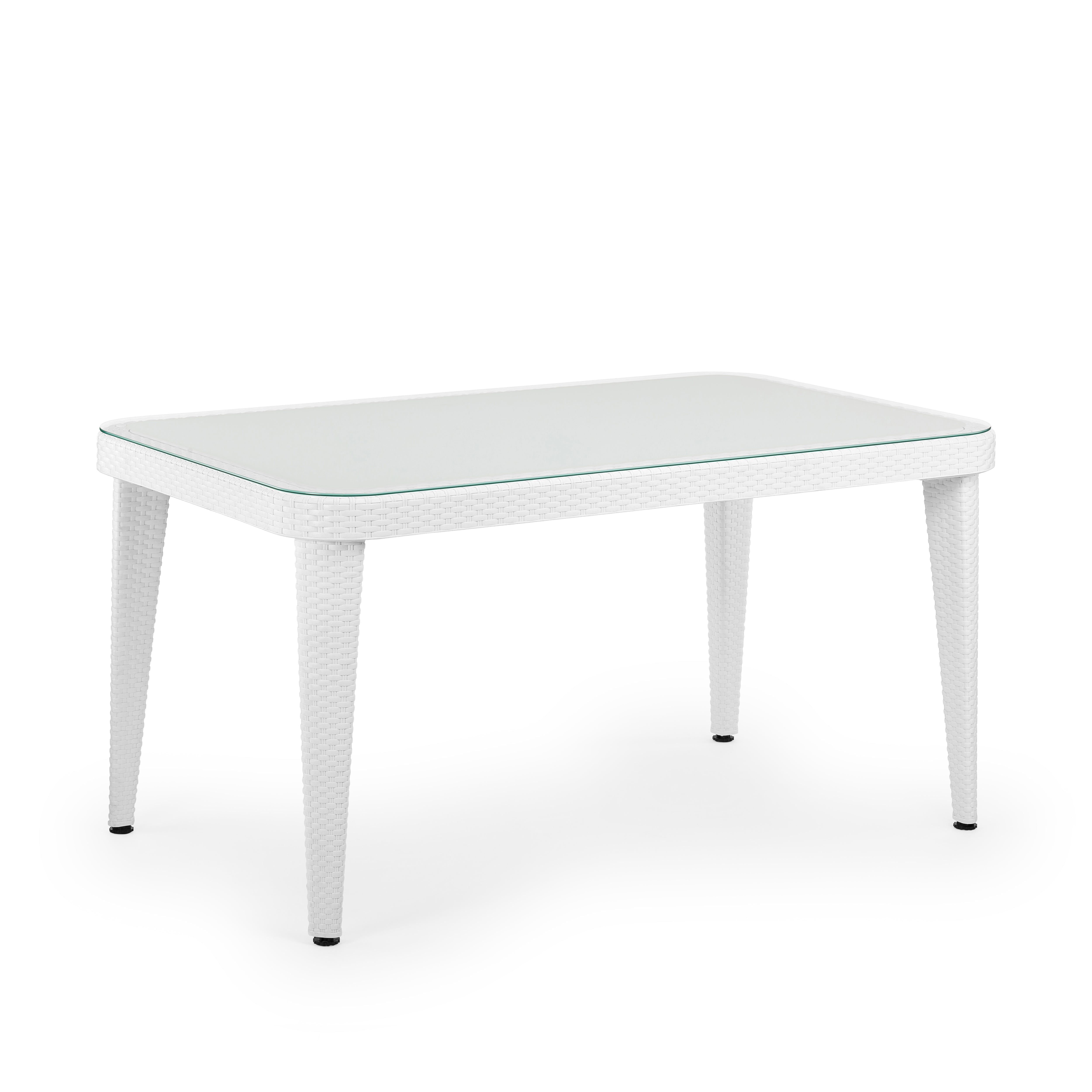 Osaka Rattan Görünümlü Dikdörtgen Polipropilen Masa Beyaz