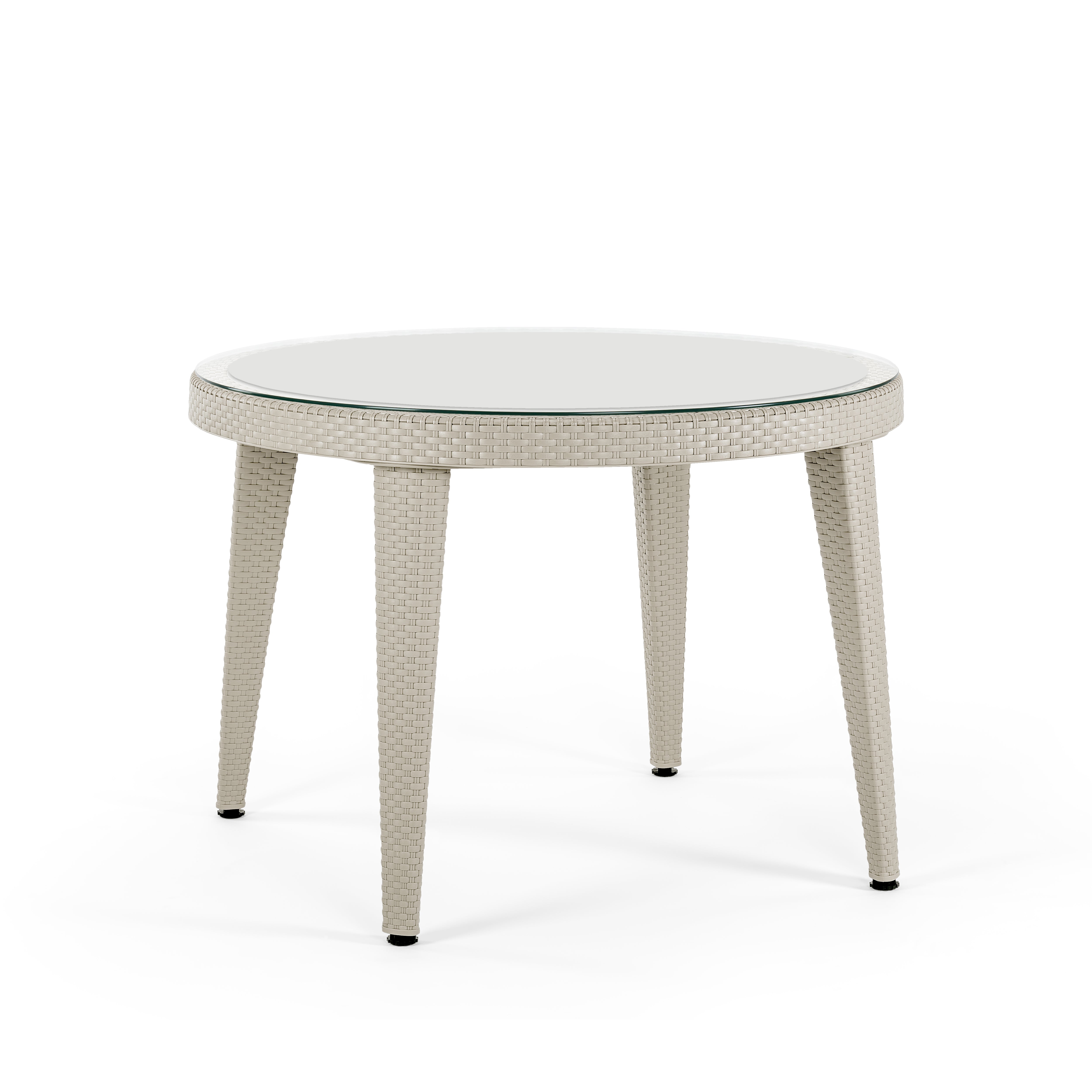 Osaka Rattan Görünümlü Yuvarlak Polipropilen Masa Bej