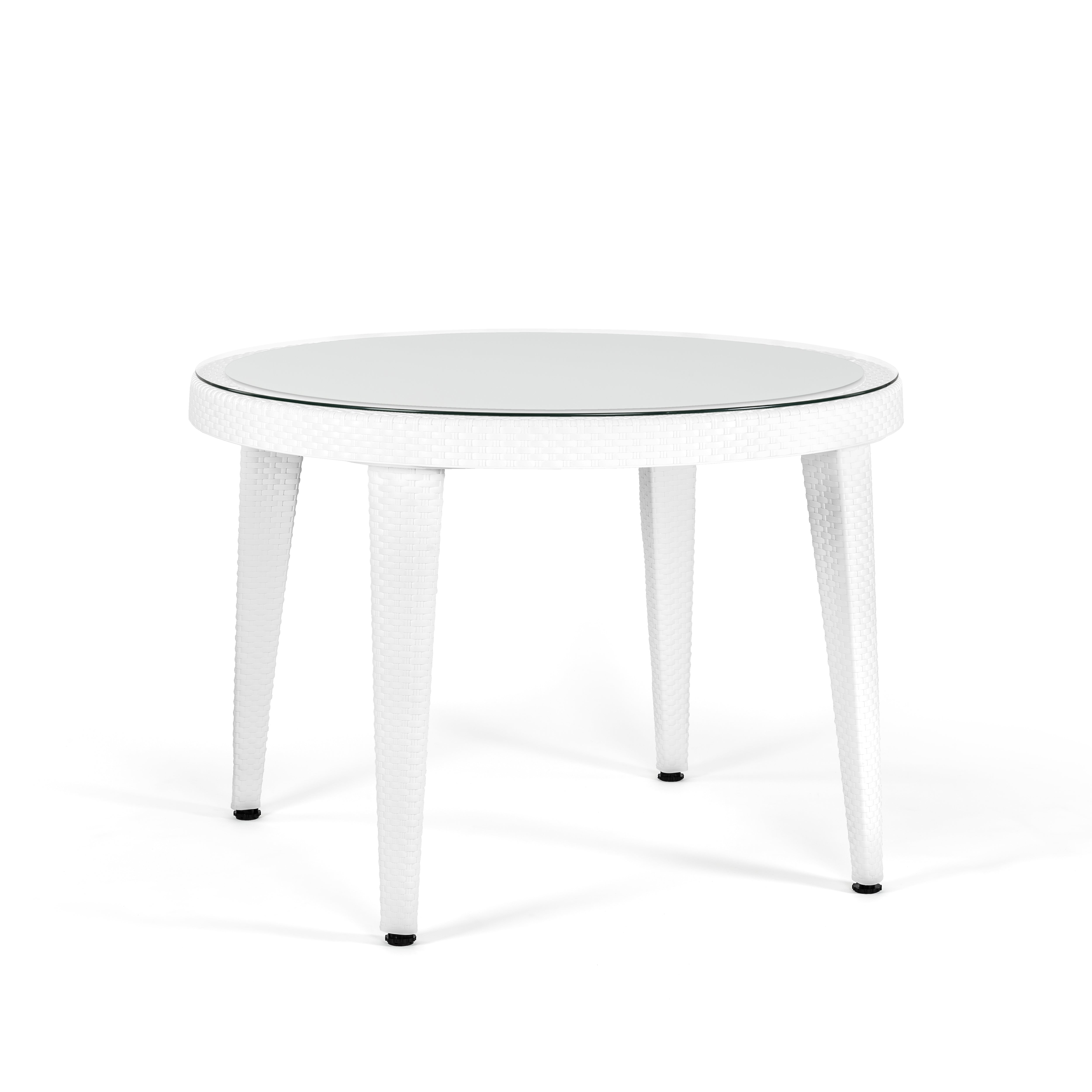 Osaka Rattan Görünümlü Yuvarlak Polipropilen Masa Beyaz
