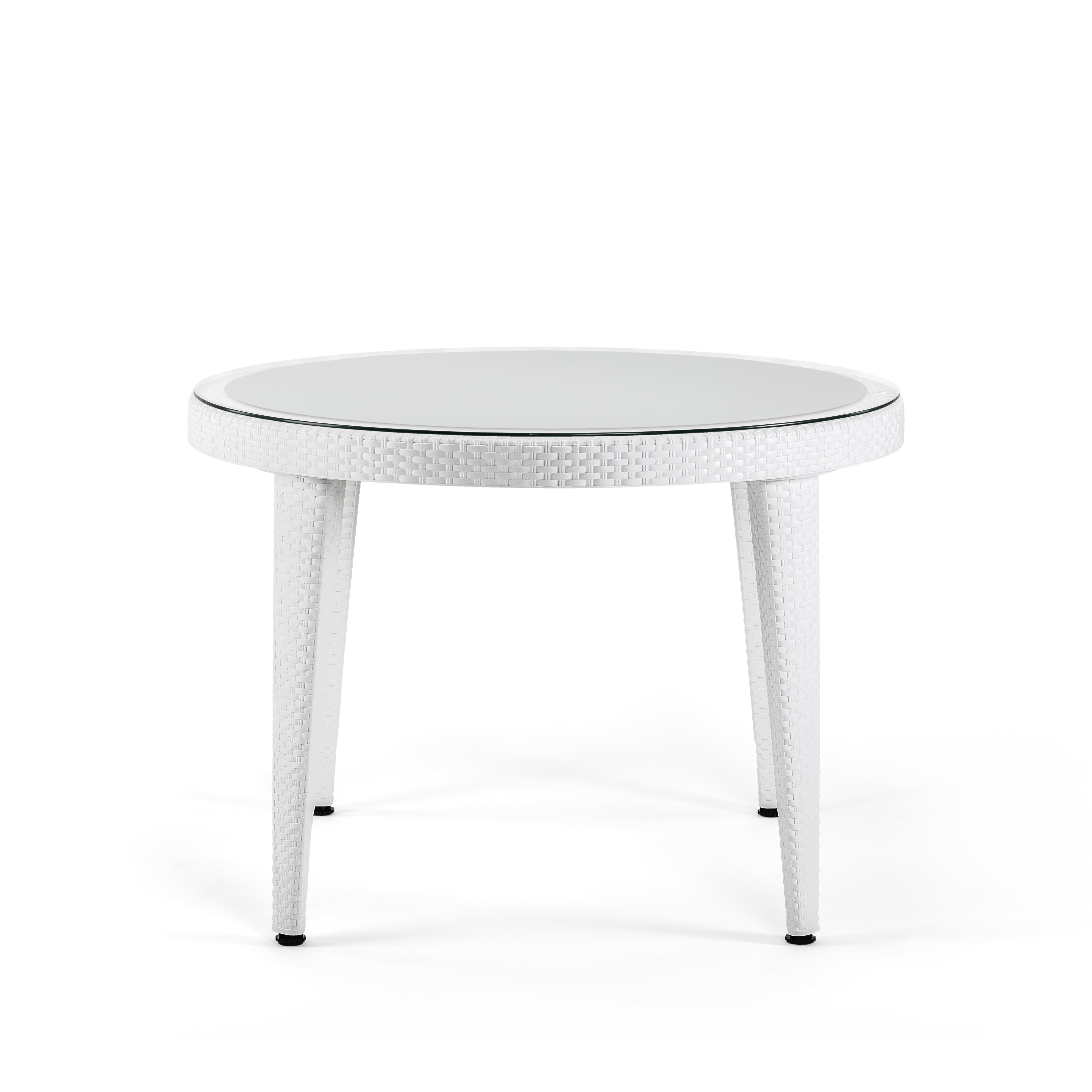 Osaka Rattan Görünümlü Yuvarlak Polipropilen Masa Beyaz
