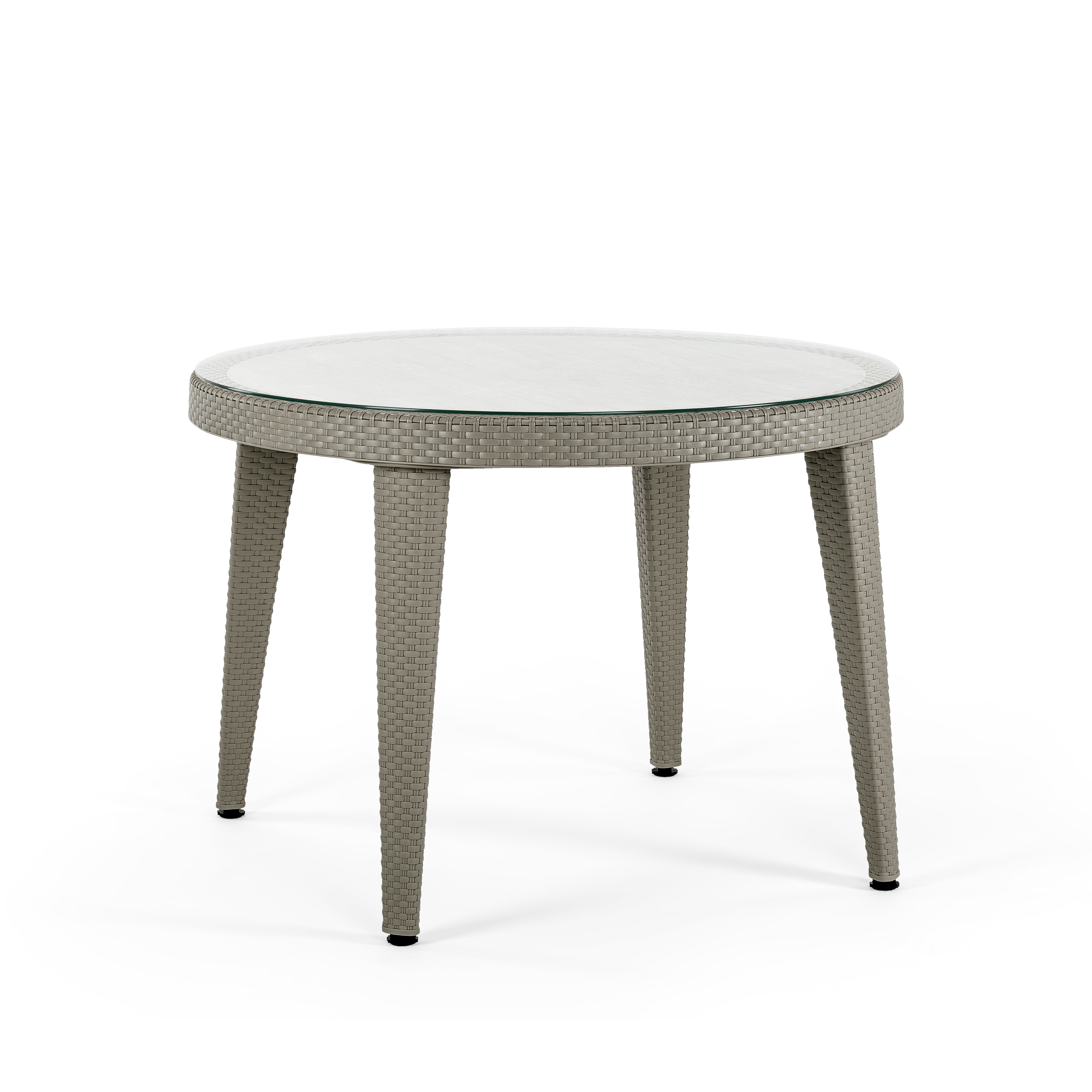 Osaka Rattan Görünümlü Yuvarlak Polipropilen Masa Vizon