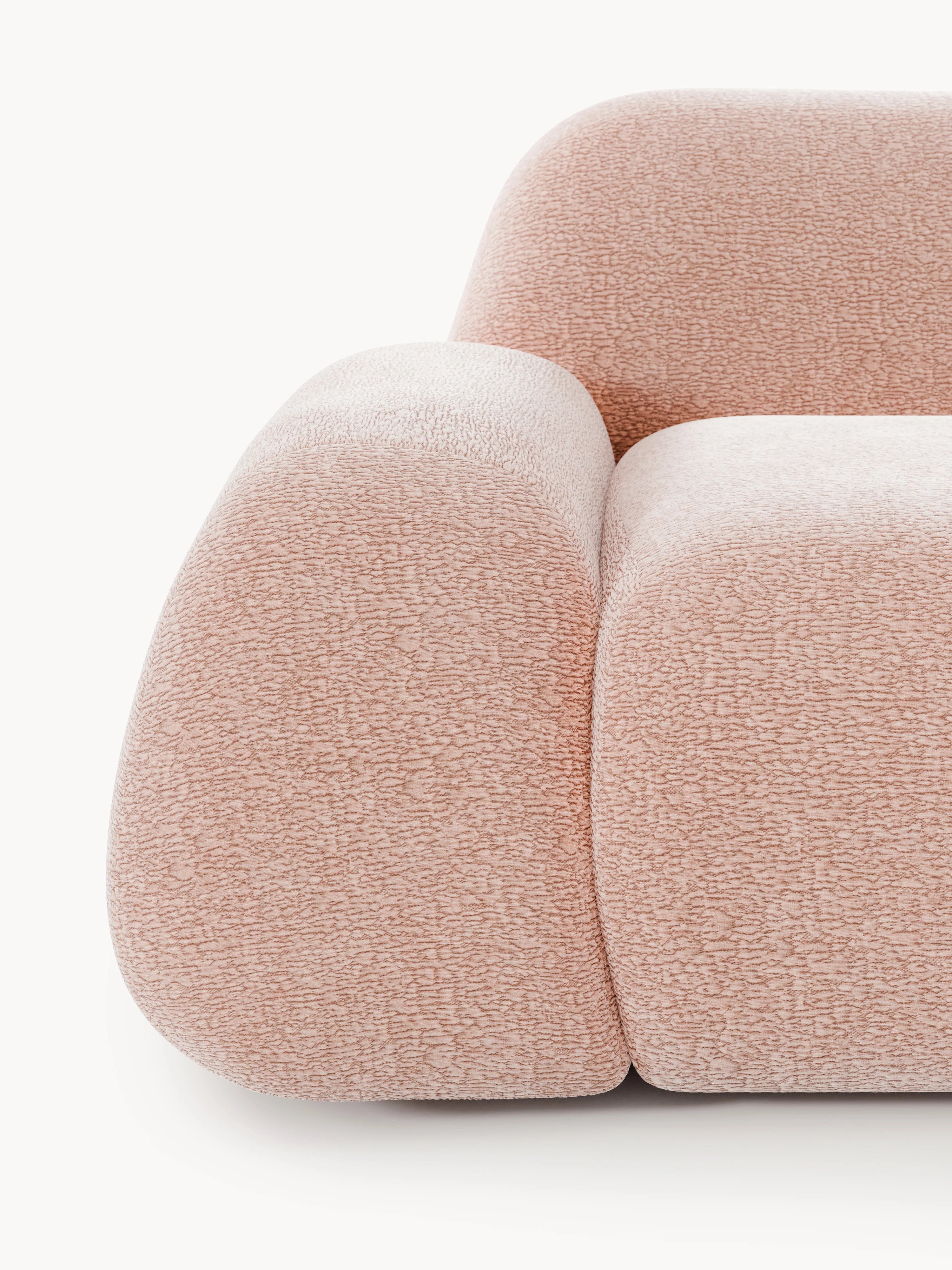 Prag Large Köşe Koltuk Açık Pembe Dokuma Kadife