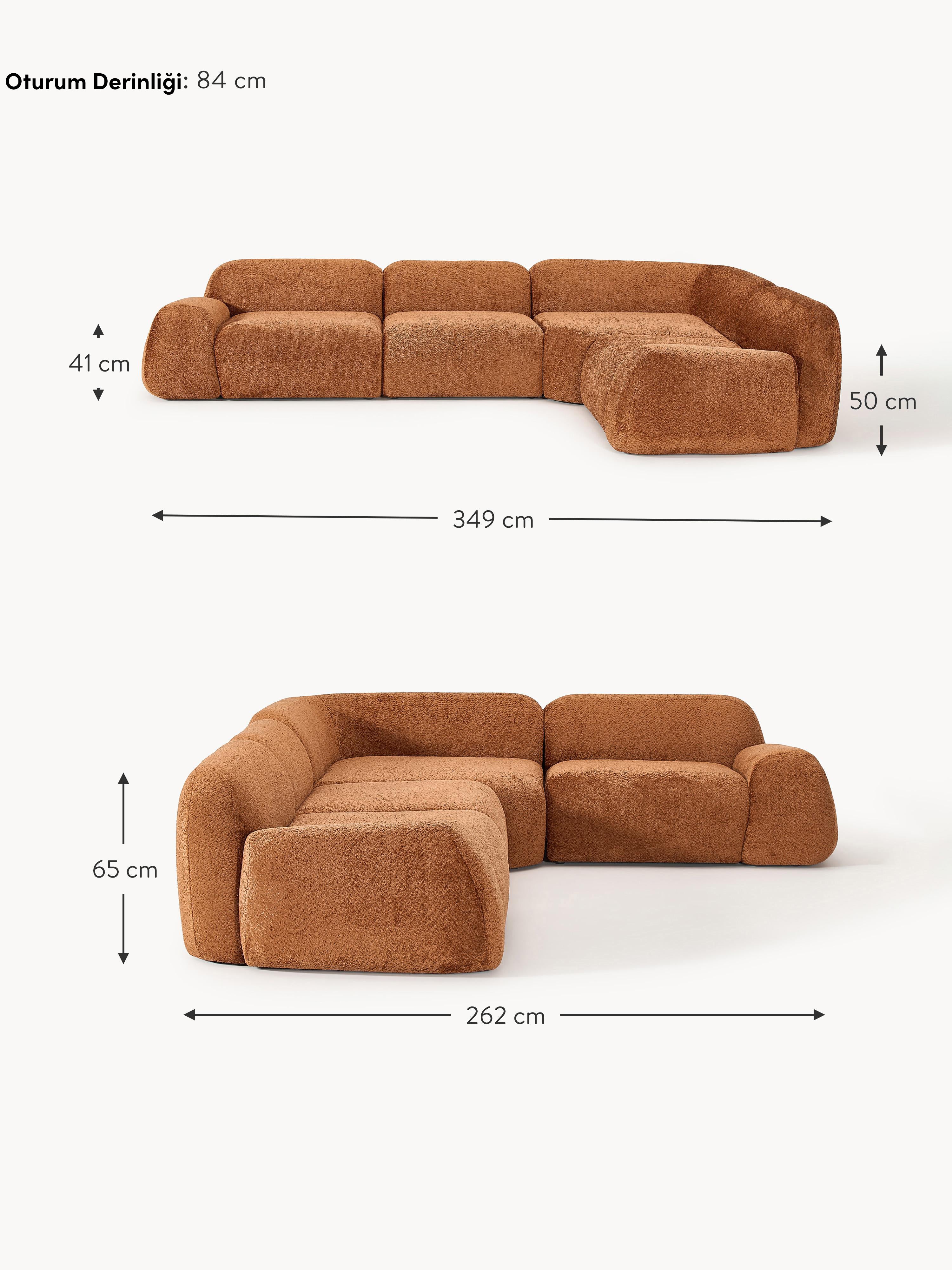 Prag Large Köşe Koltuk Terakota Teddy