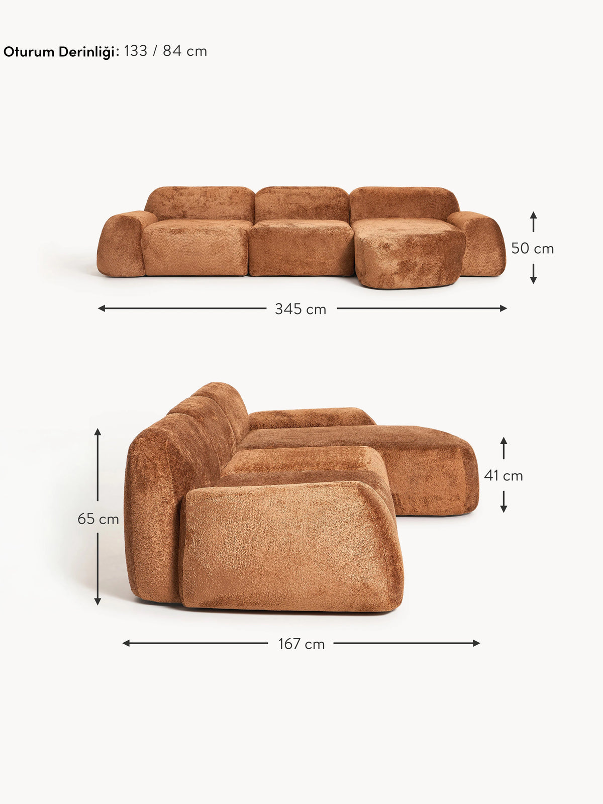 Prag Plus Köşe Koltuk Terakota Teddy