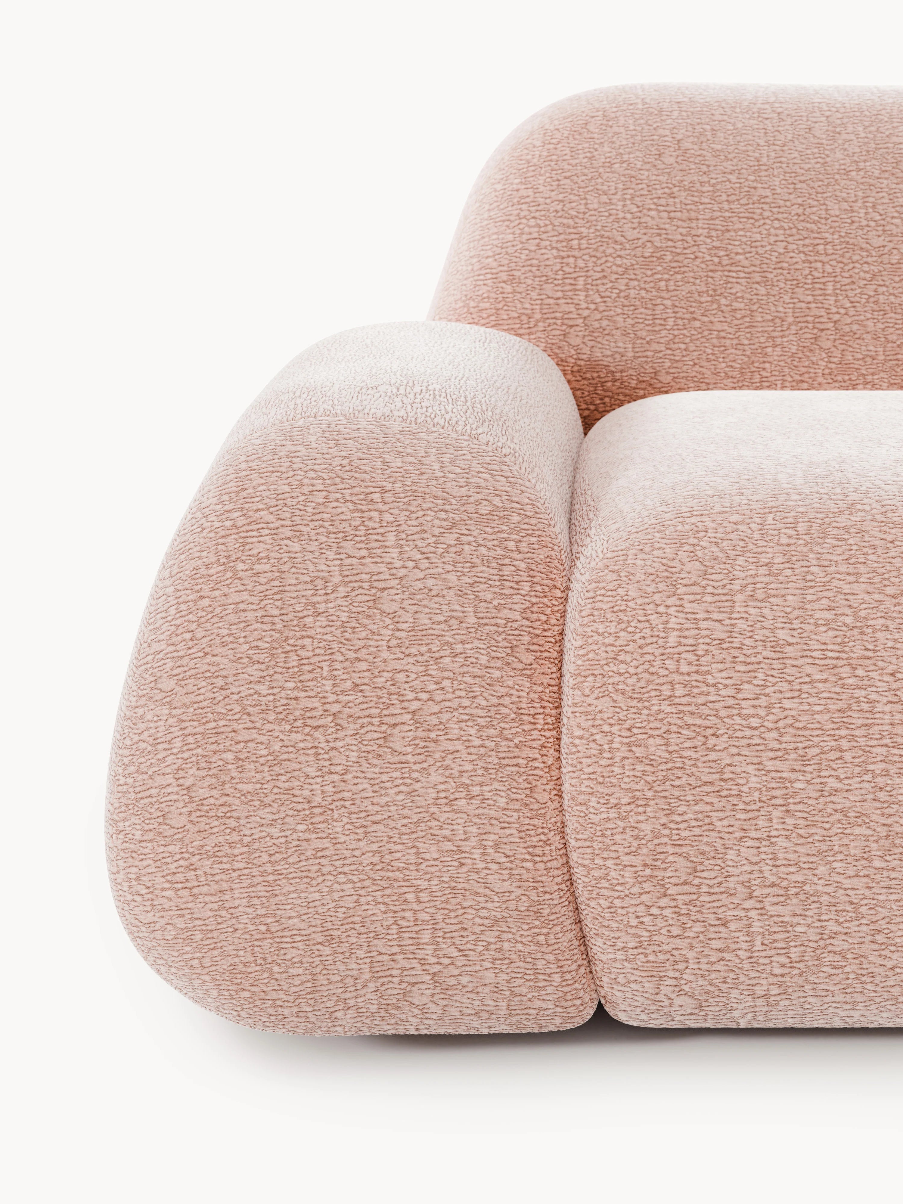 Prag Üçlü Koltuk Açık Pembe Dokuma Kadife