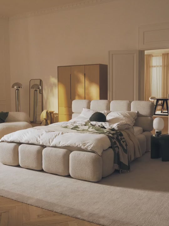 Video yükleniyor: Bom Plus Çift Kişilik Karyola Kırık Beyaz Teddy