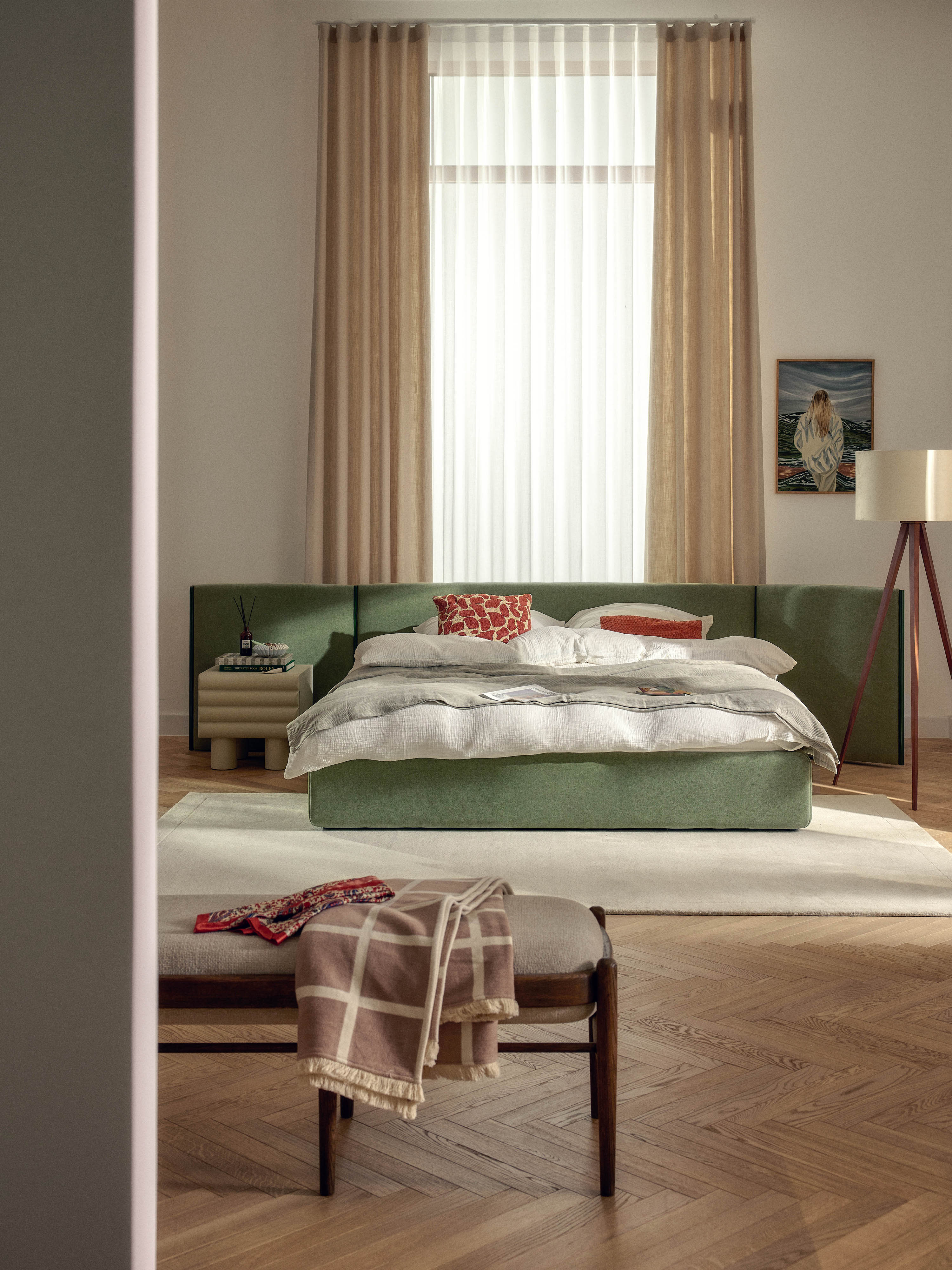 Resort Çift Kişilik Karyola Zeytin Yeşili