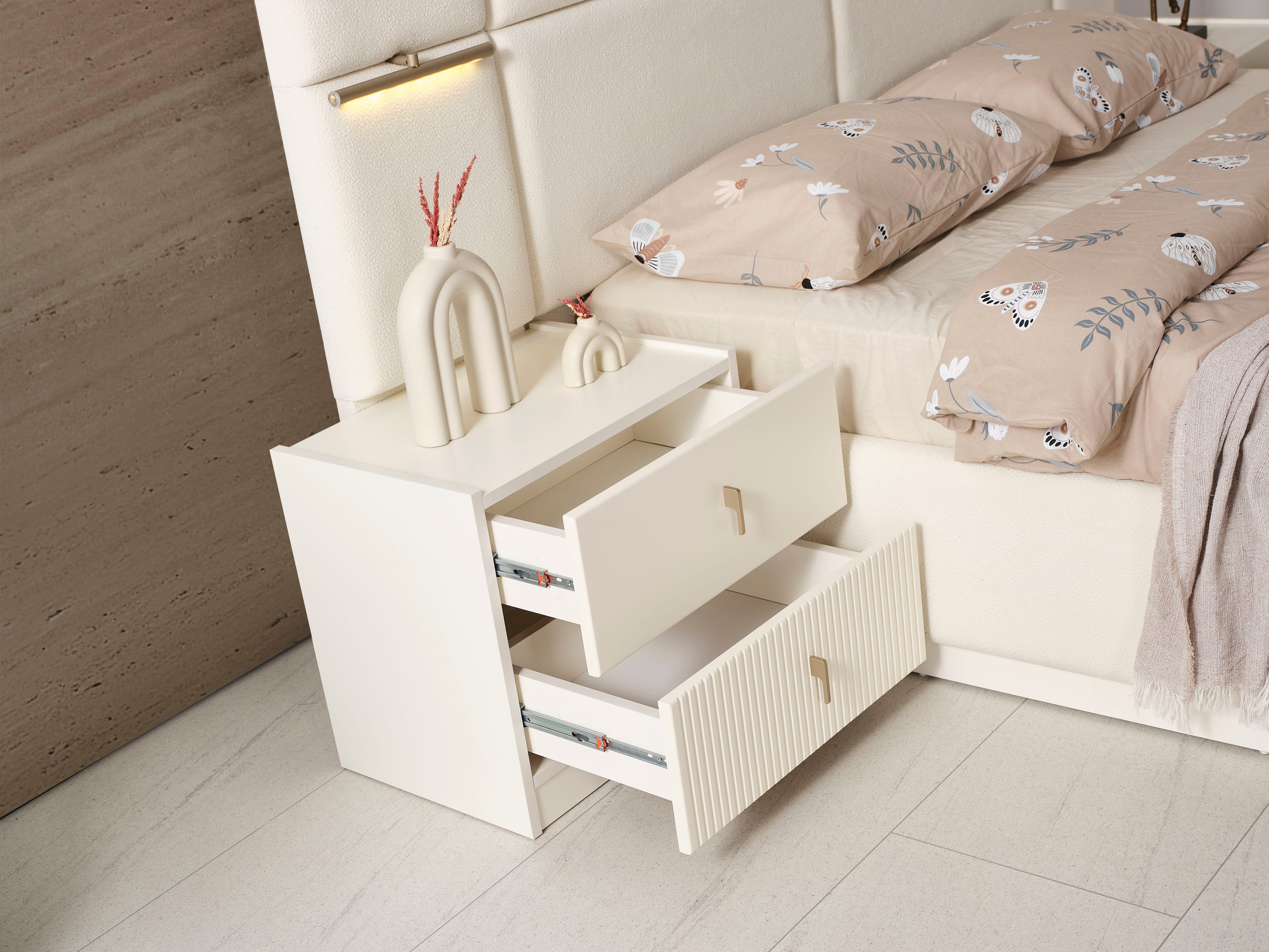 Roza Köşe Yatak Odası Takımı