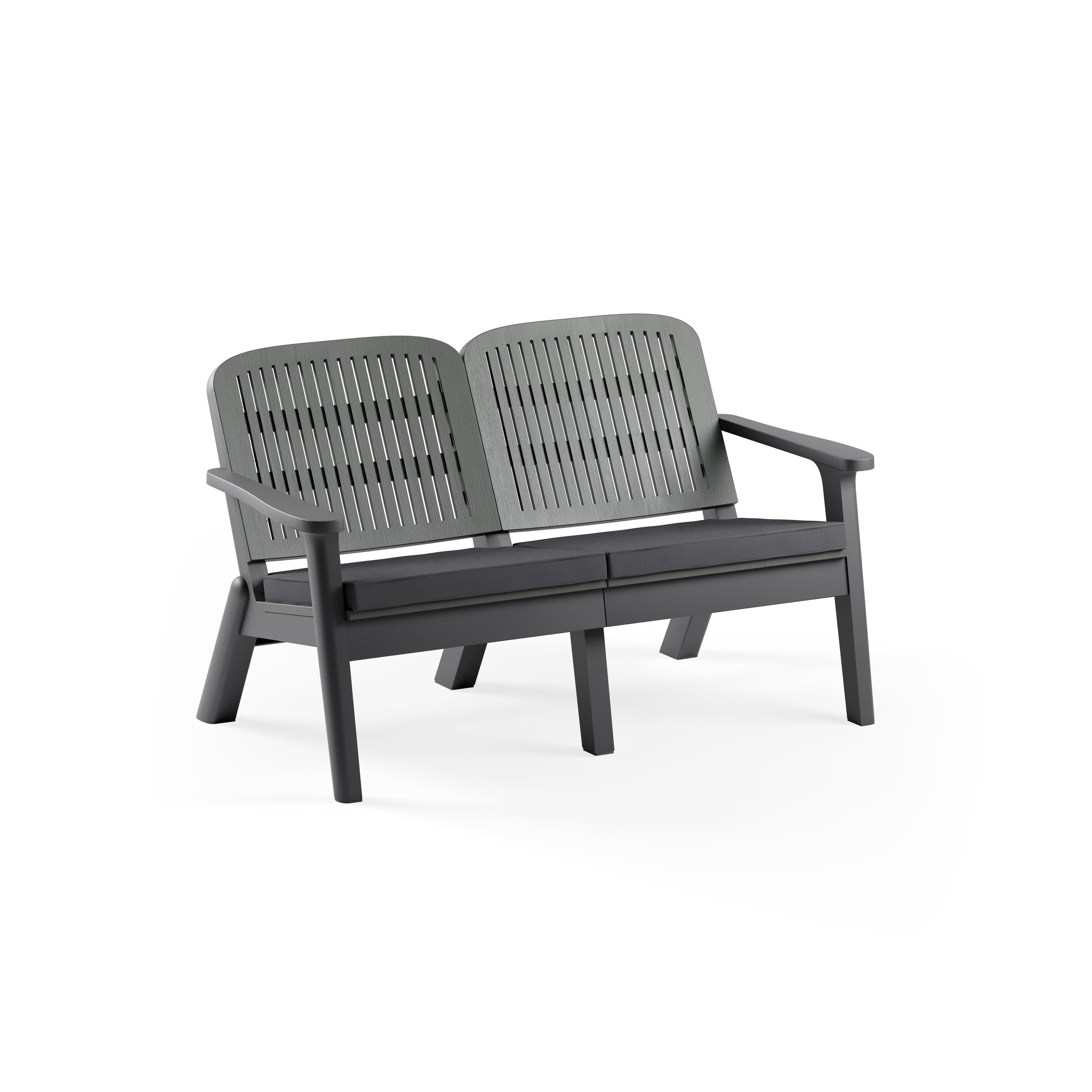 Silva II Polipropilen İkili Koltuk Antrasit Duman