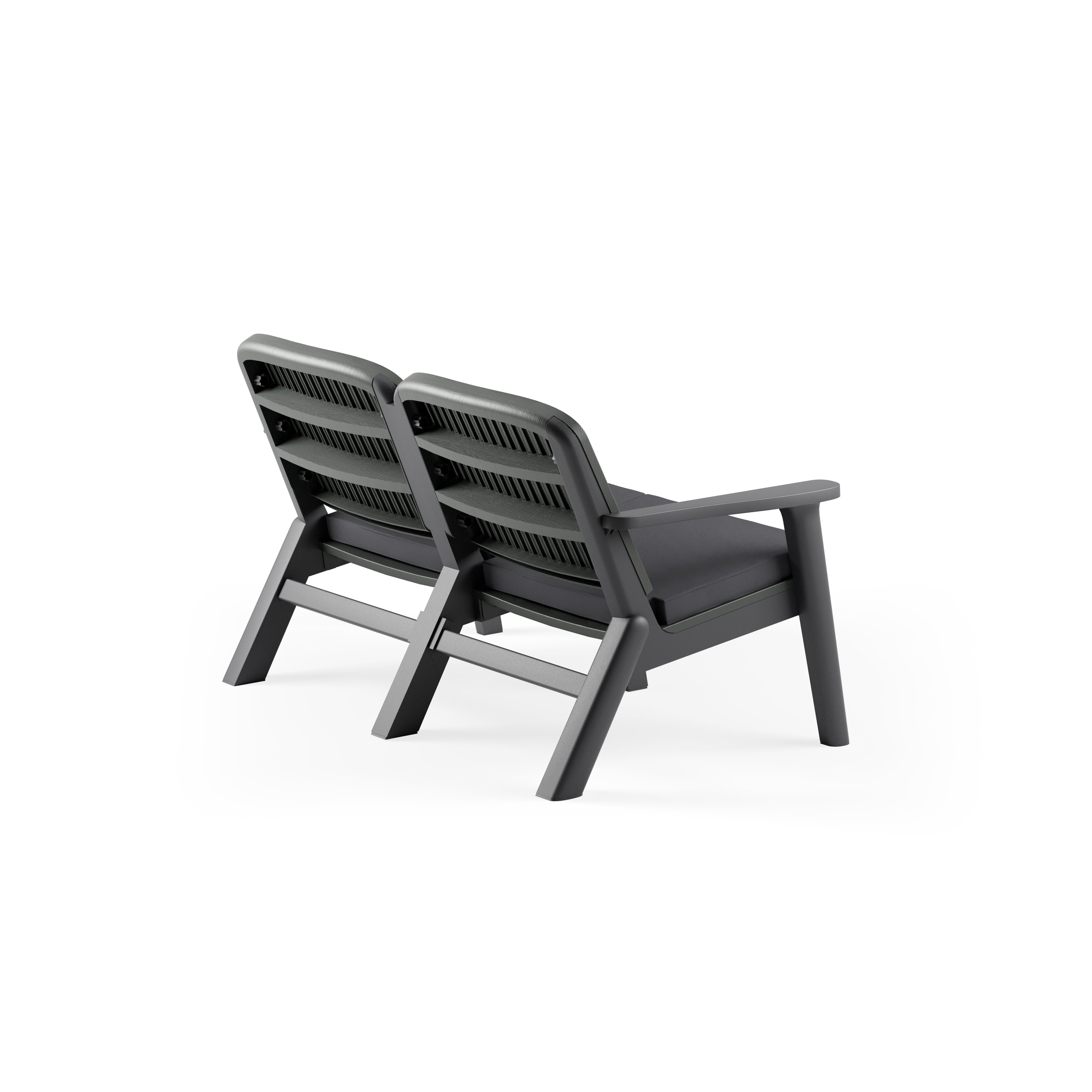 Silva II Polipropilen İkili Koltuk Antrasit Duman