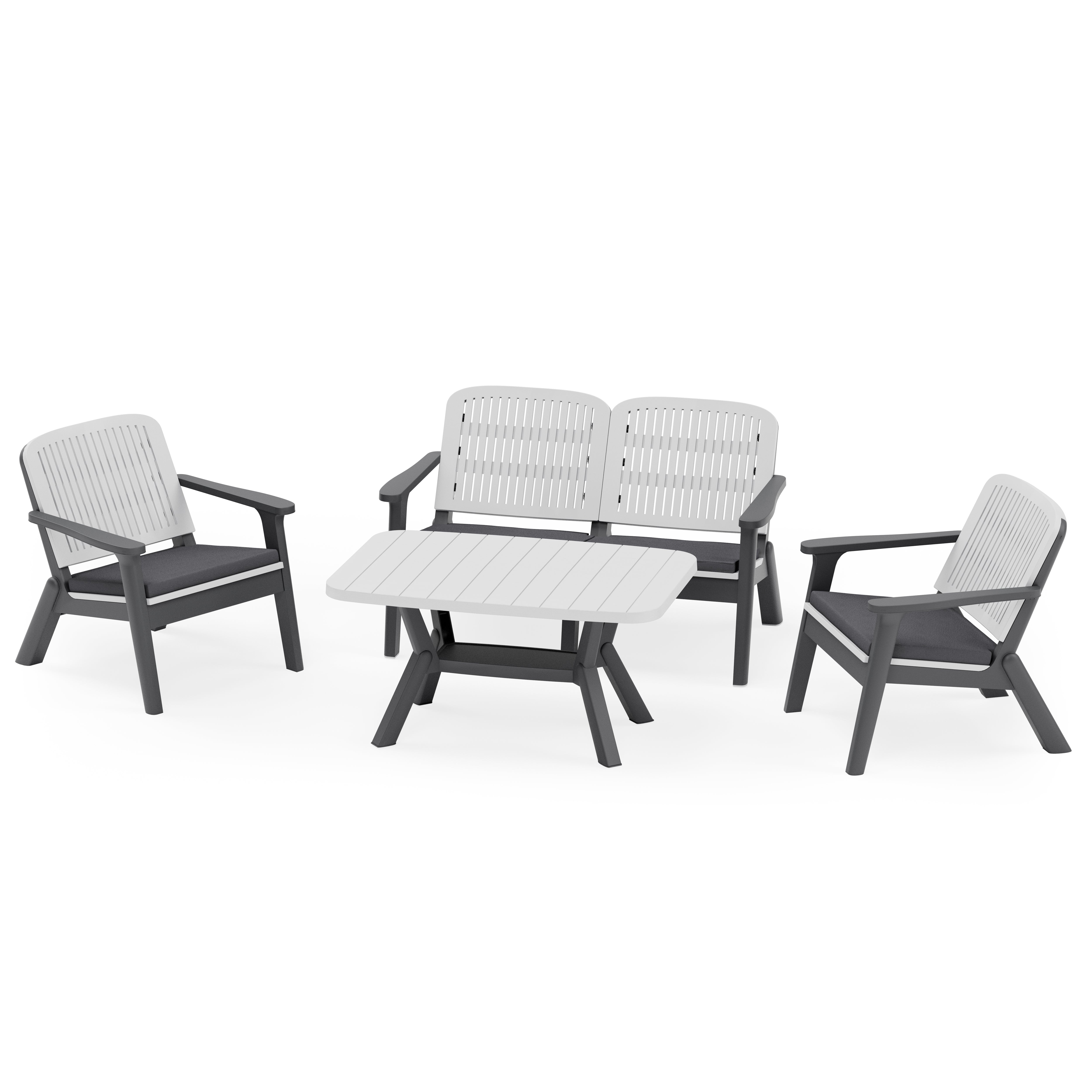 Silva II Polipropilen İkili Koltuk Takımı Antrasit Soğuk Gri