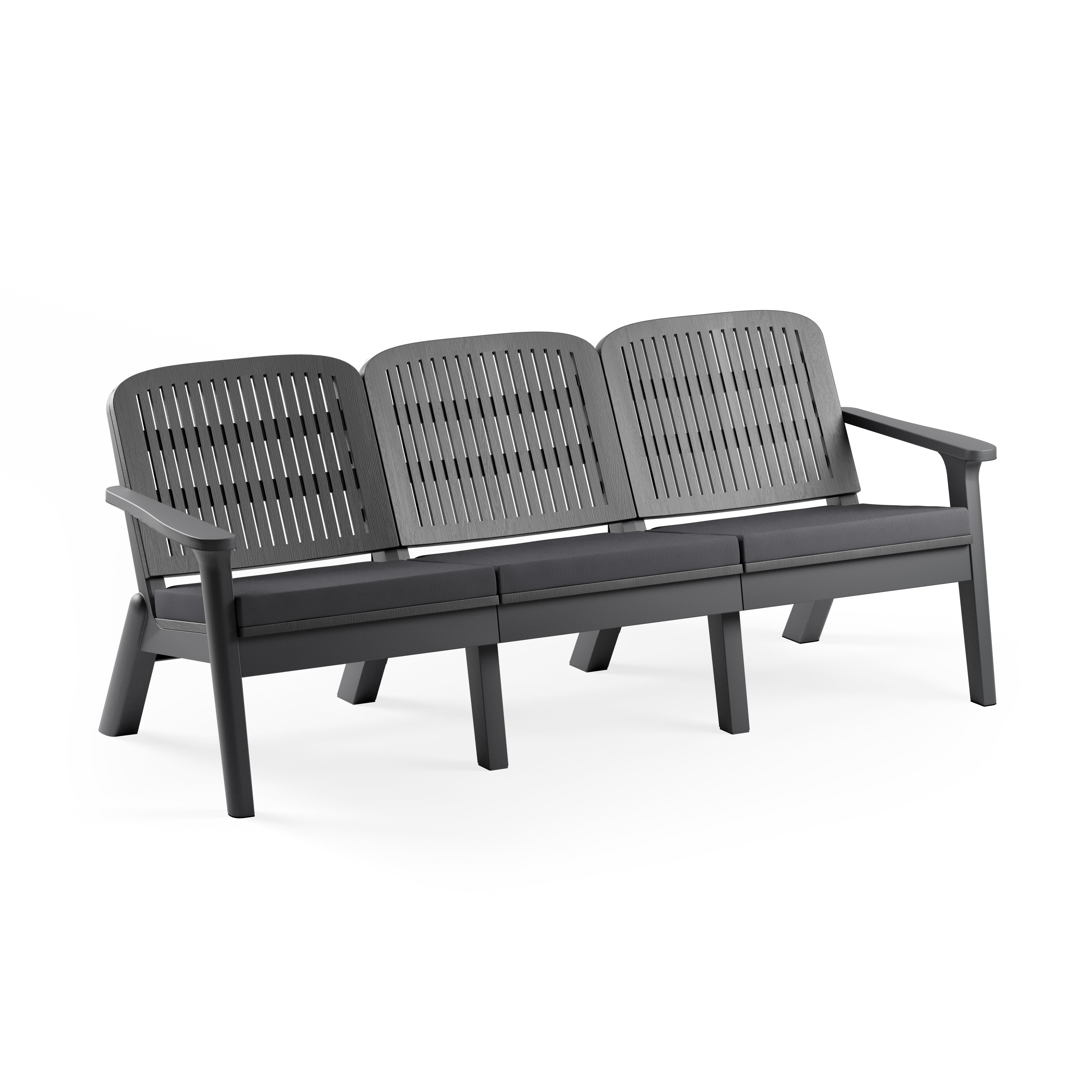 Silva II Polipropilen Üçlü Koltuk Antrasit Duman