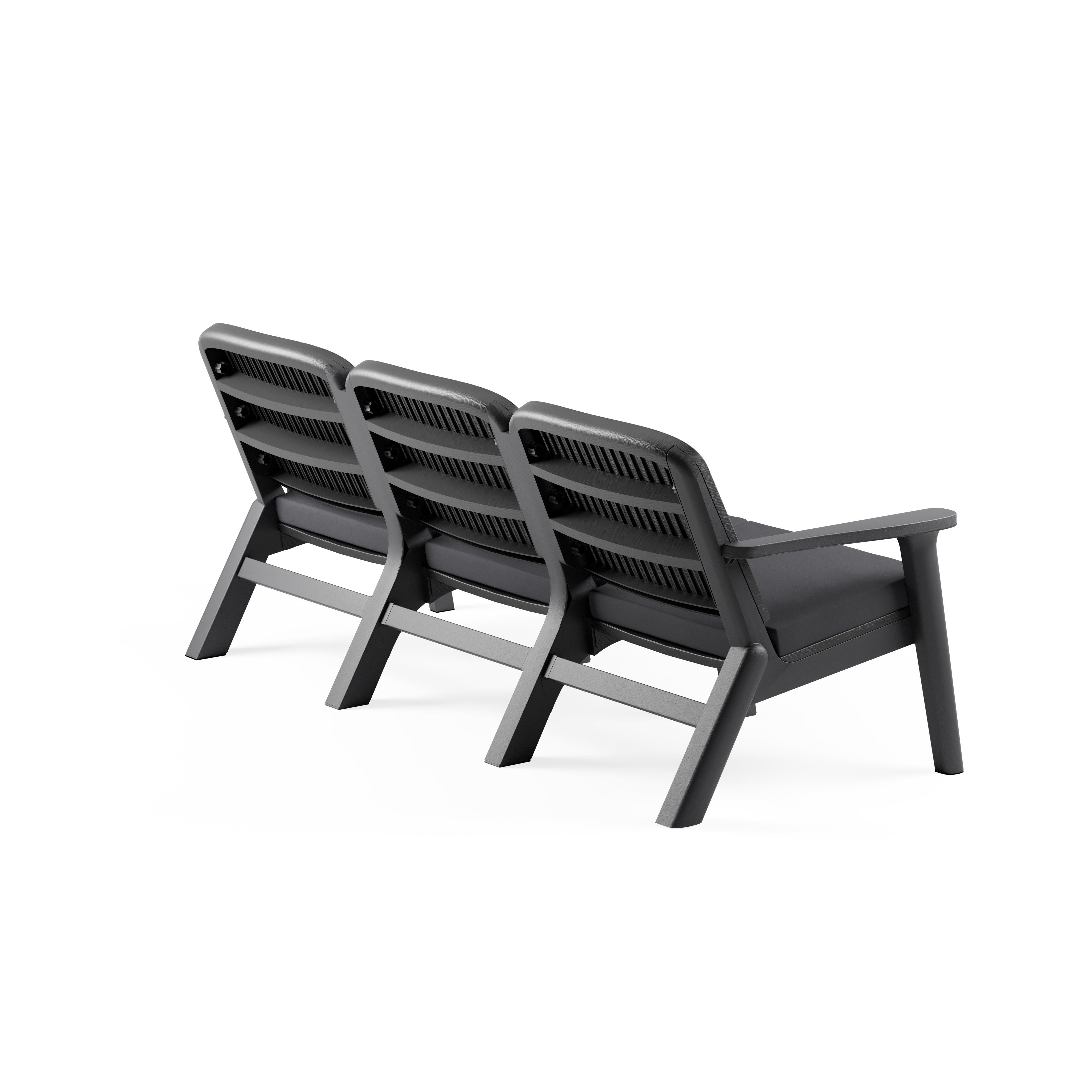 Silva II Polipropilen Üçlü Koltuk Antrasit Duman