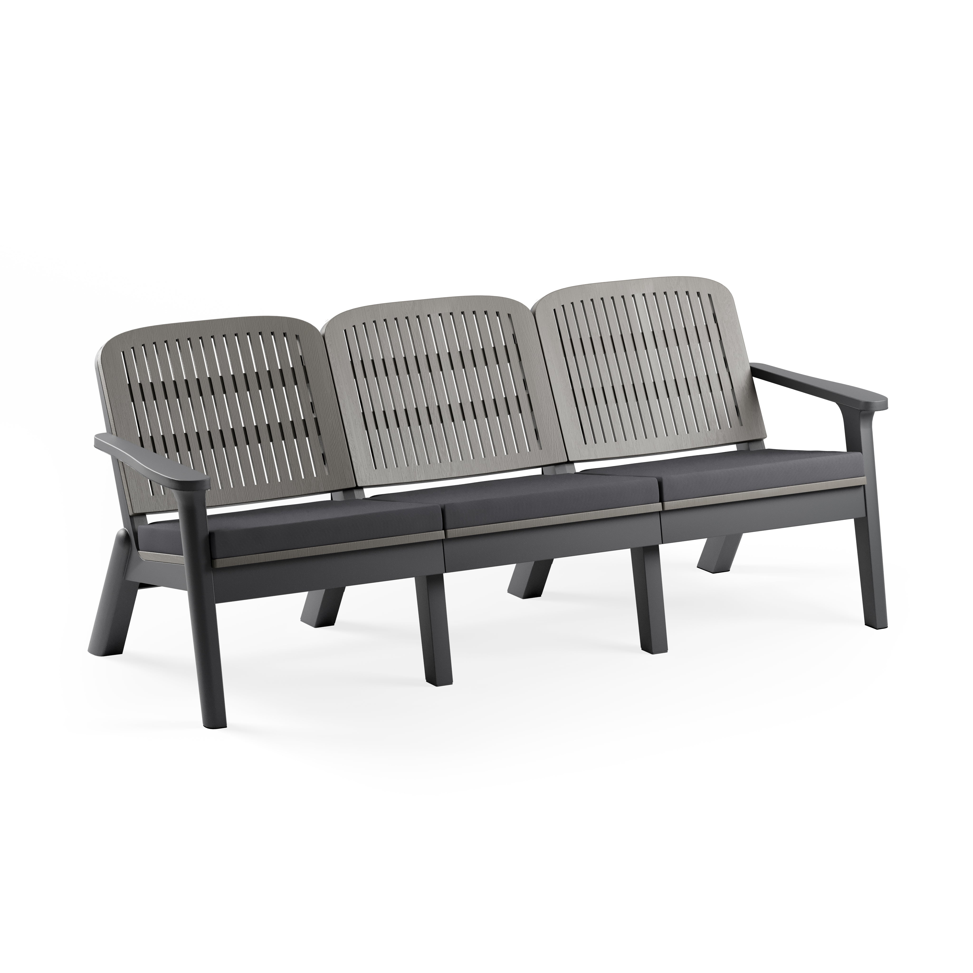 Silva II Polipropilen Üçlü Koltuk Antrasit Vizon