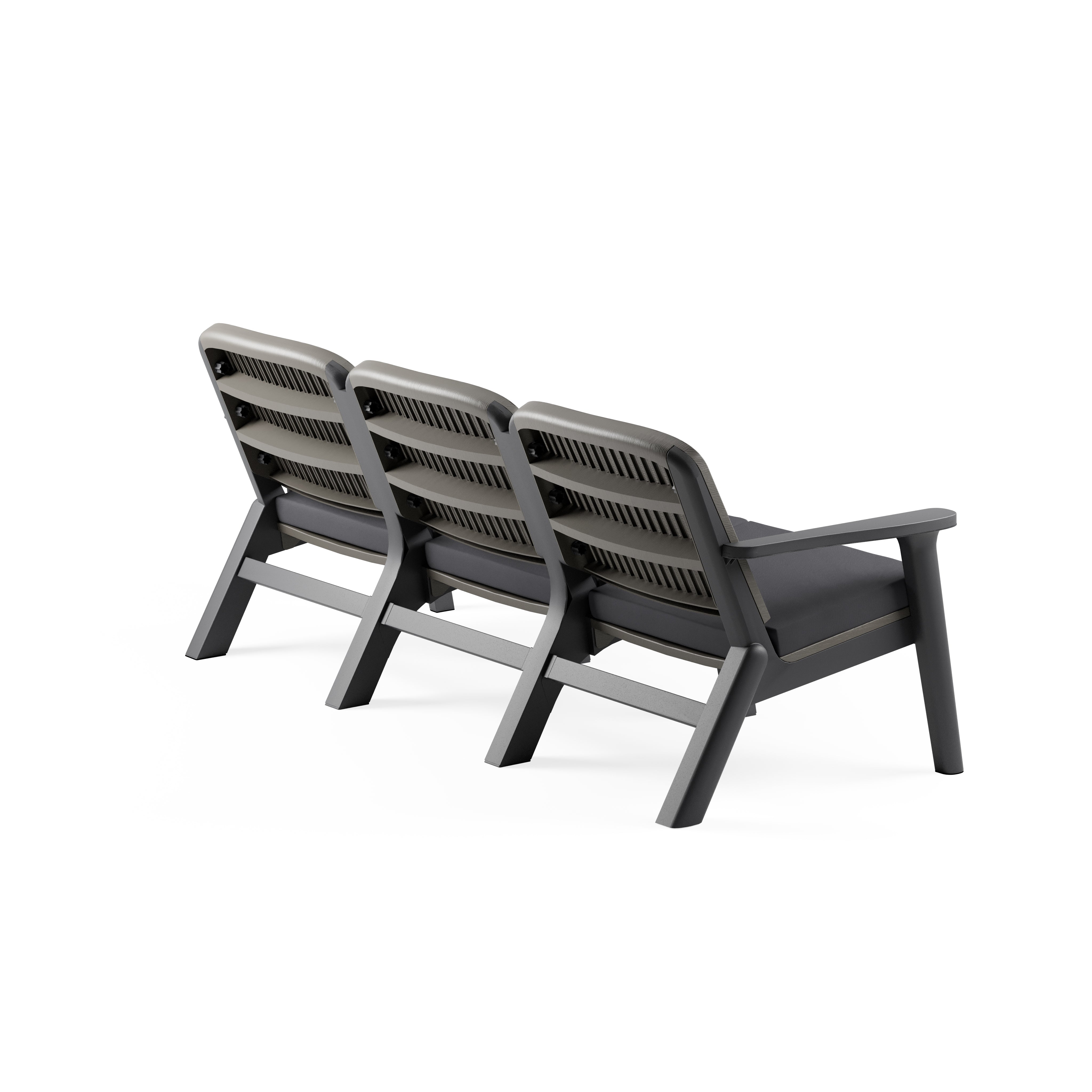 Silva II Polipropilen Üçlü Koltuk Antrasit Vizon