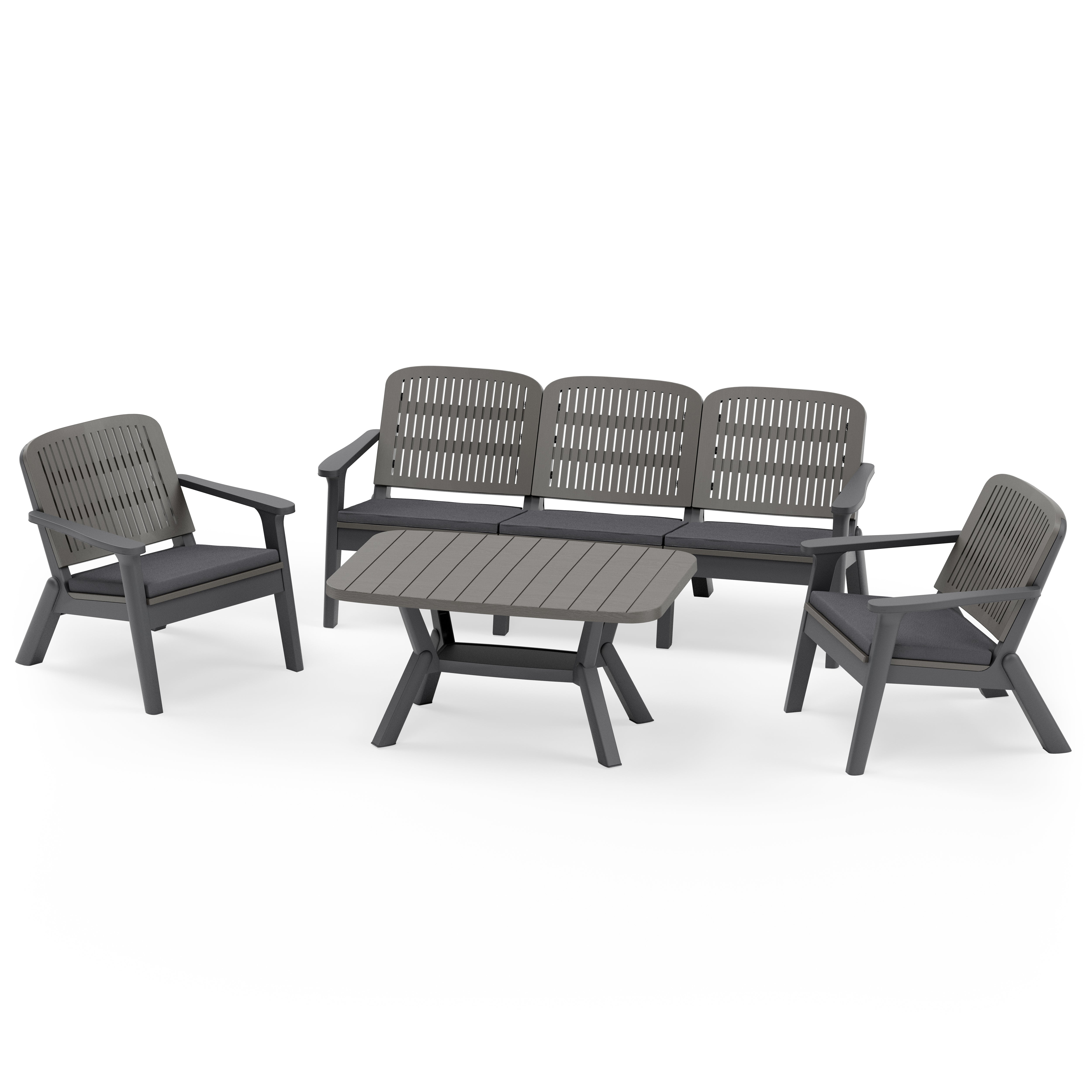 Silva II Polipropilen Üçlü Koltuk Takımı Antrasit Vizon