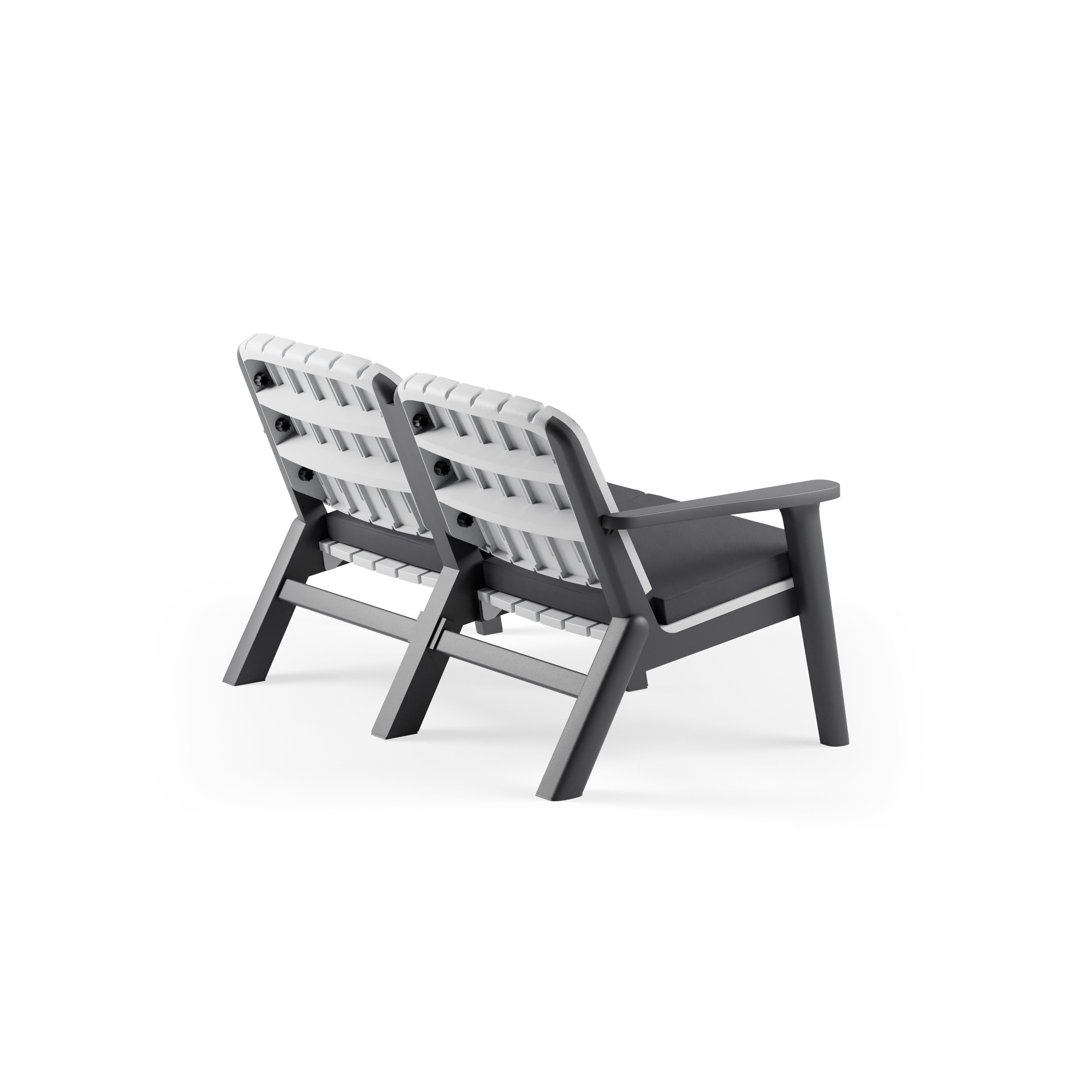 Silva Polipropilen İkili Koltuk Antrasit Soğuk Gri