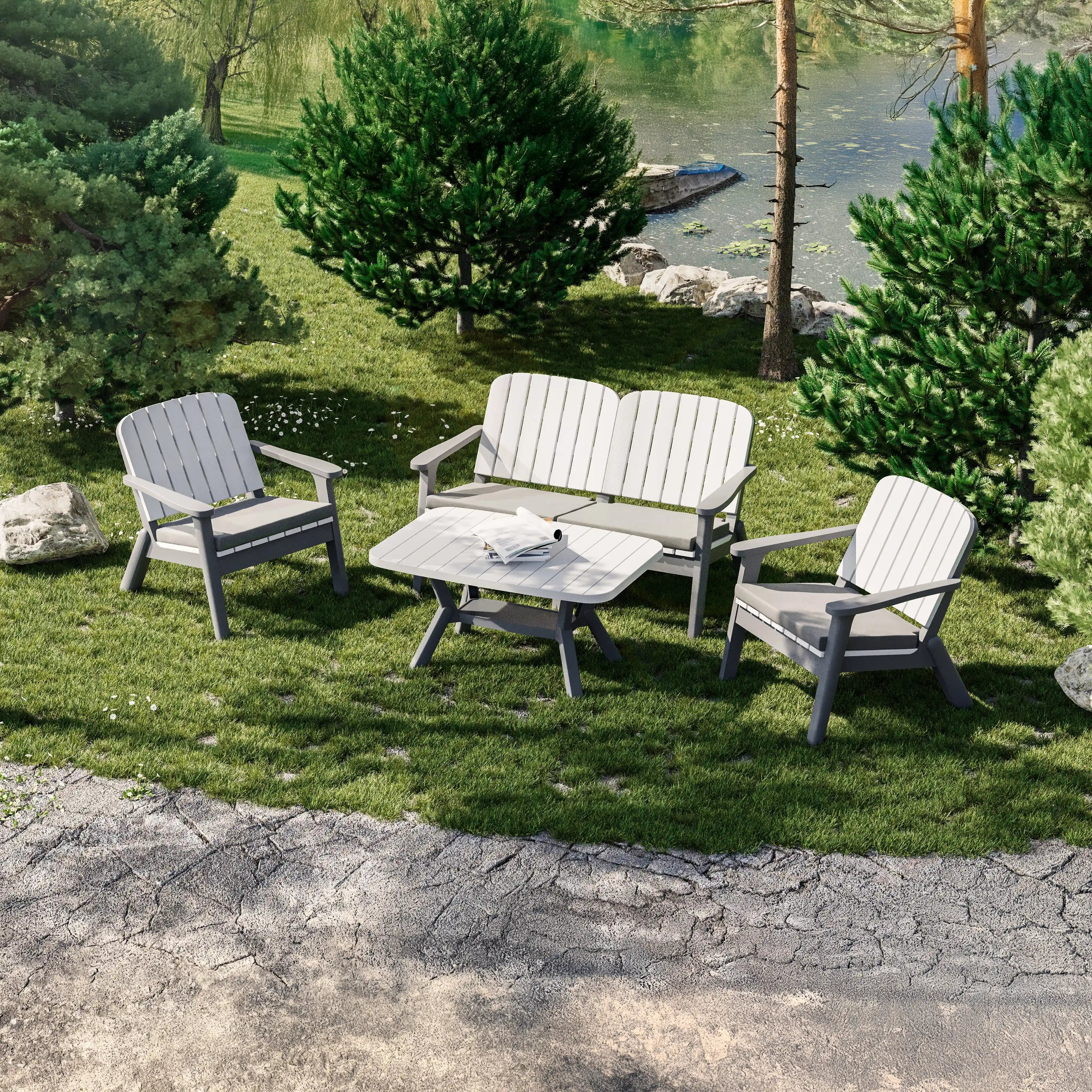 Silva Polipropilen İkili Koltuk Takımı Antrasit Soğuk Gri