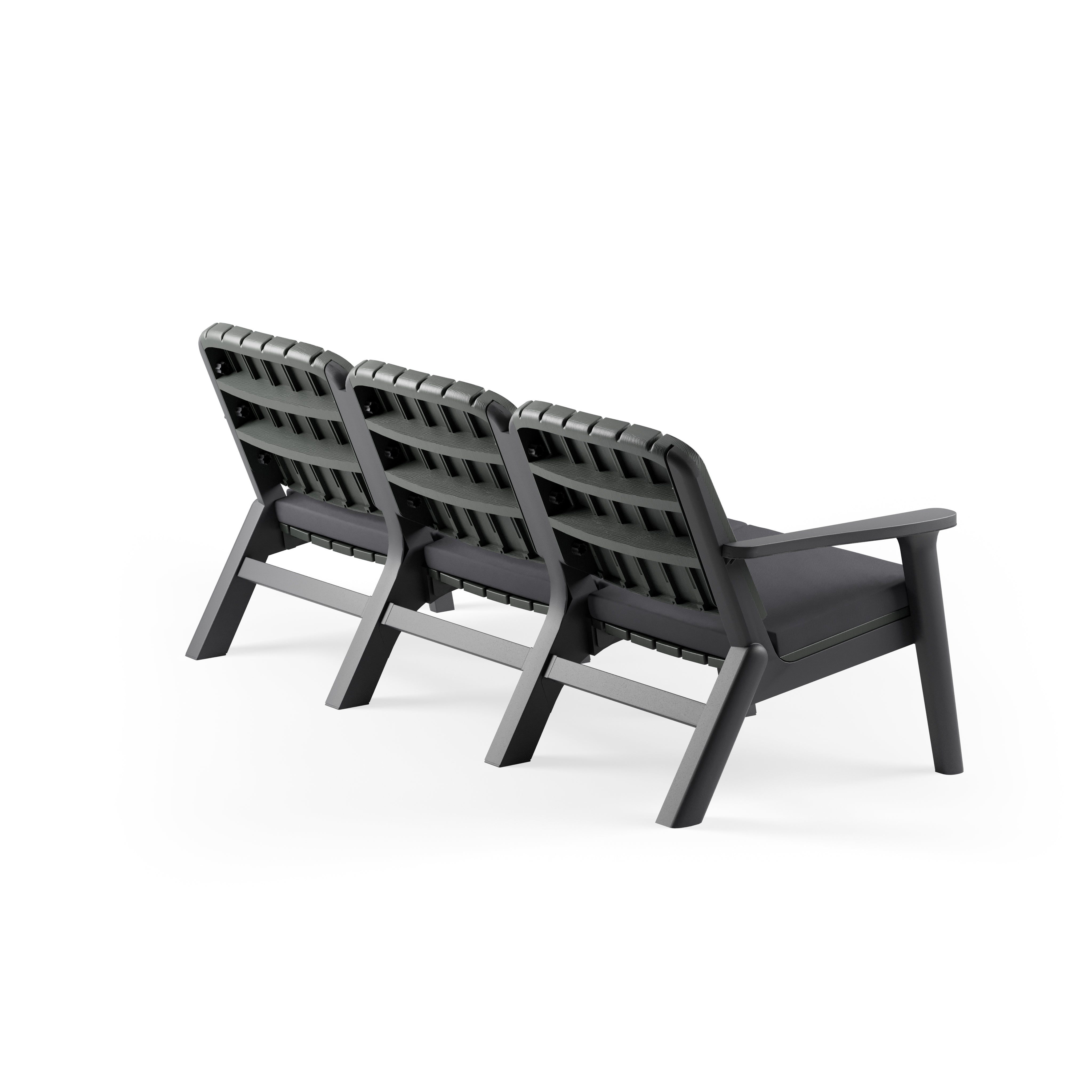 Silva Polipropilen Üçlü Koltuk Antrasit Duman