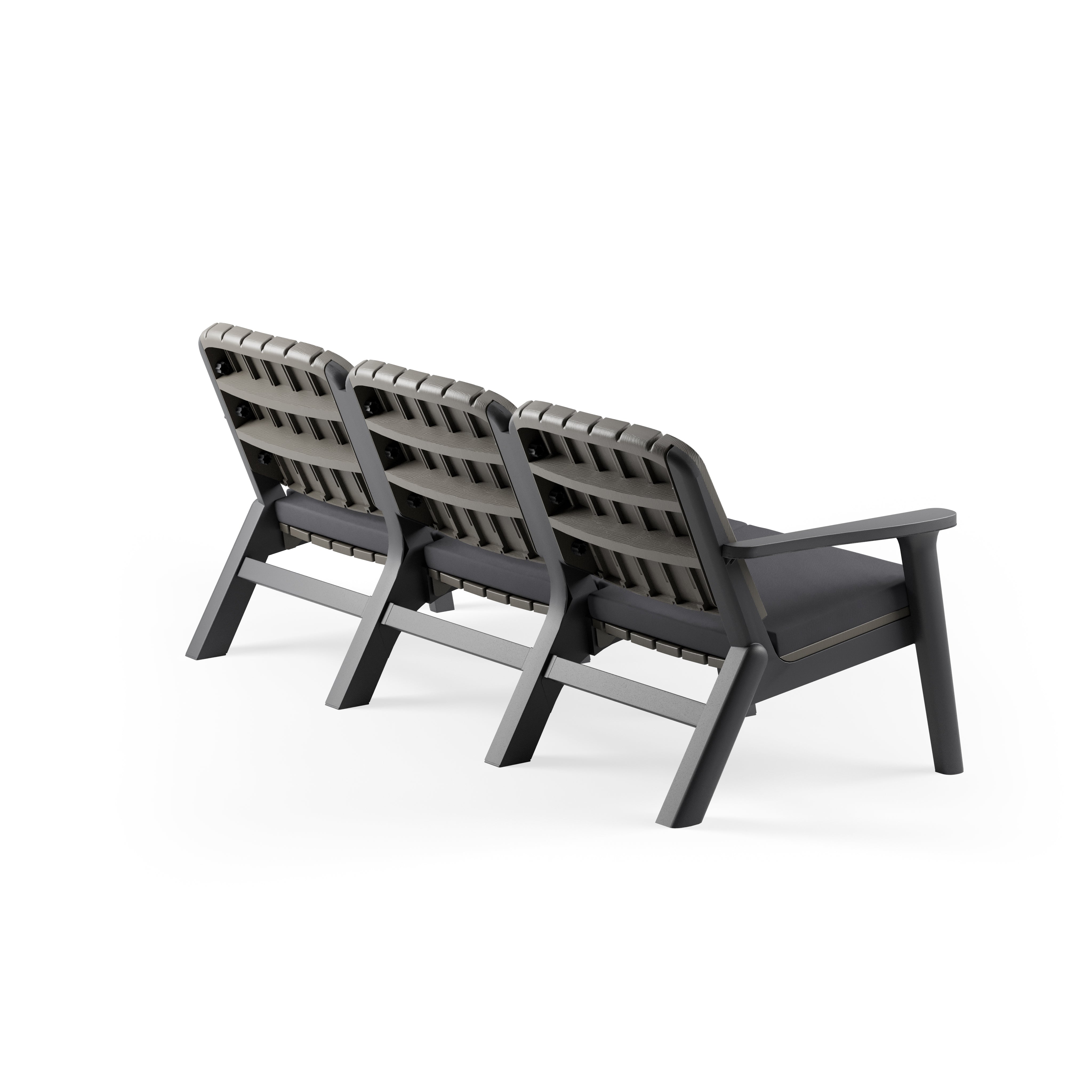 Silva Polipropilen Üçlü Koltuk Antrasit Vizon