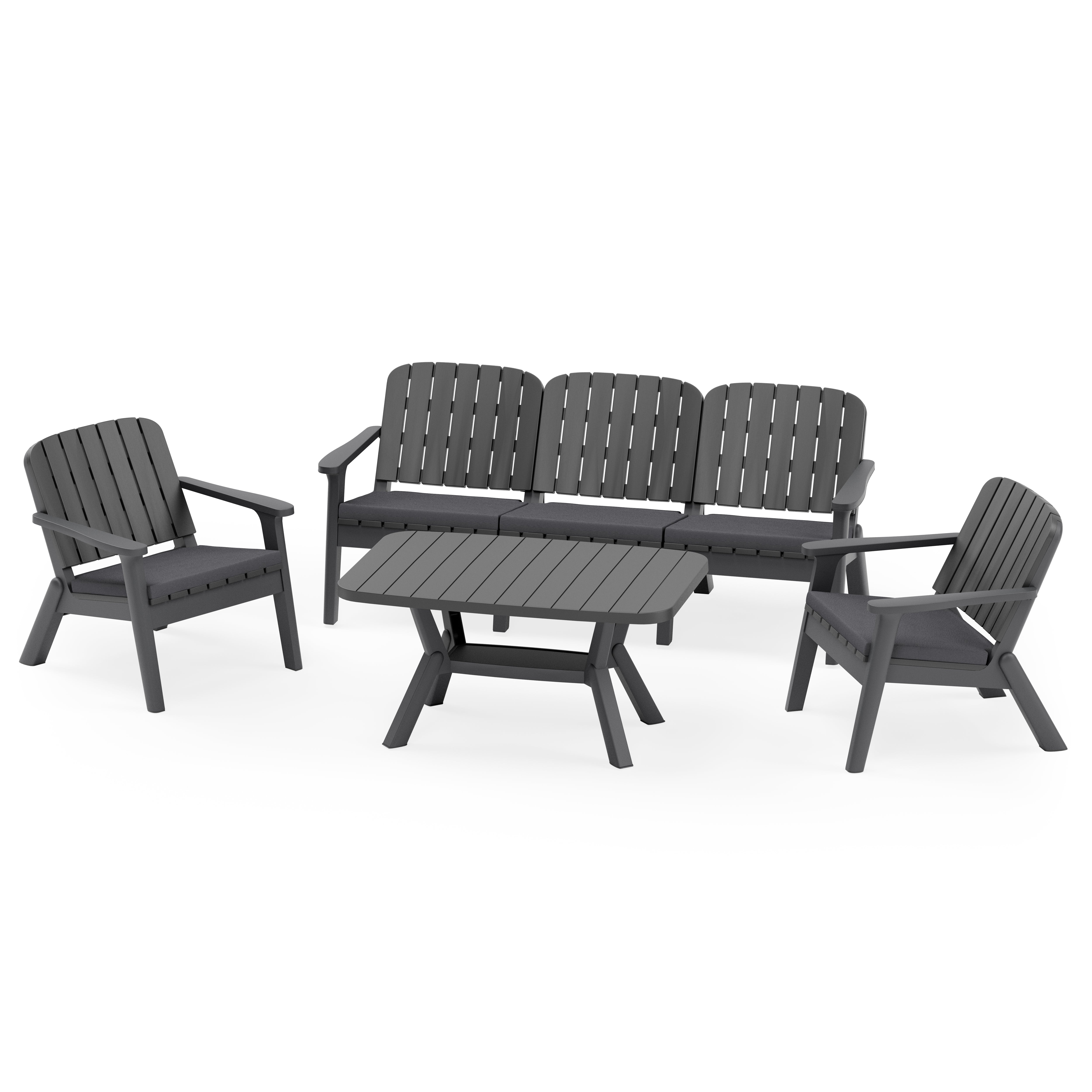 Silva Polipropilen Üçlü Koltuk Takımı Antrasit Duman