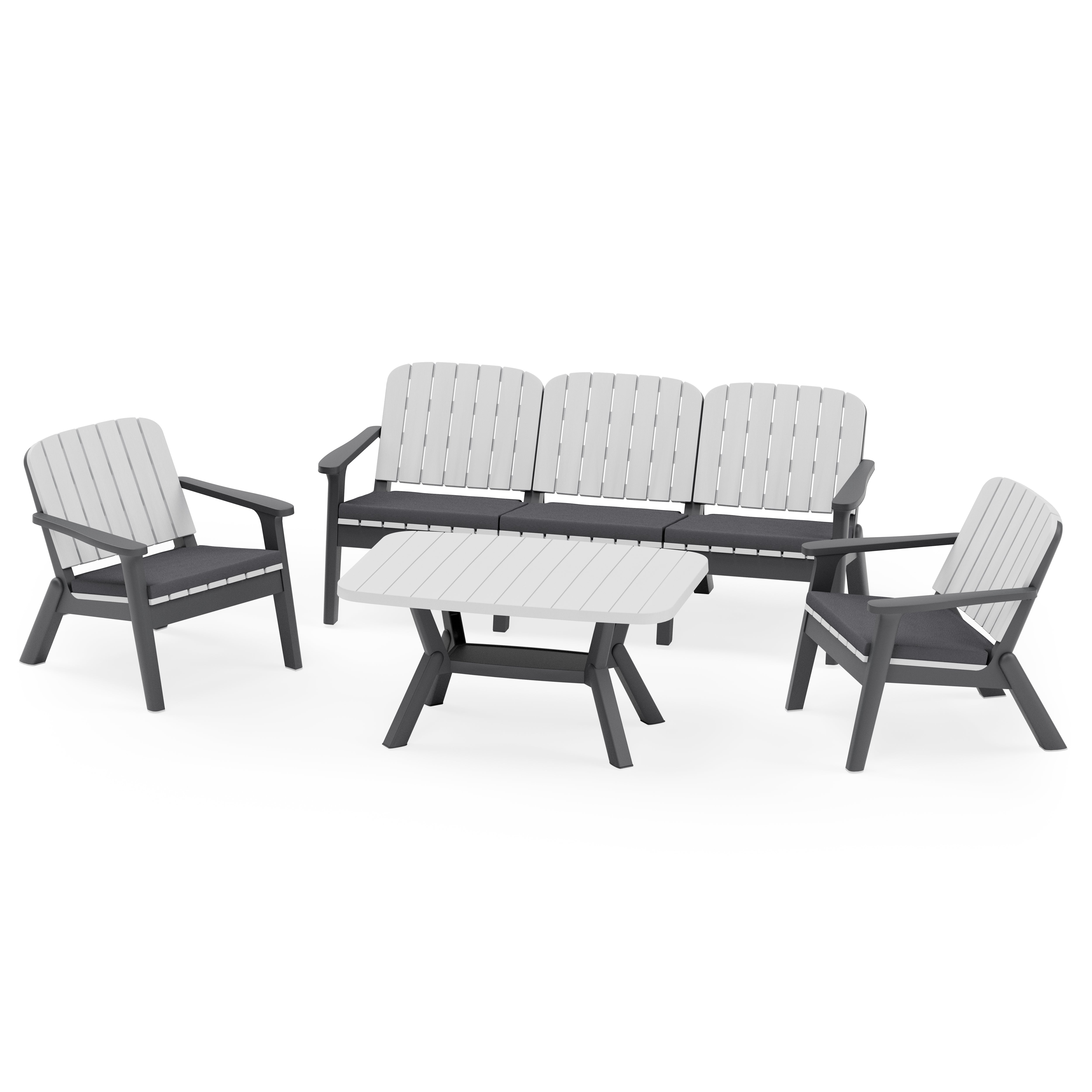 Silva Polipropilen Üçlü Koltuk Takımı Antrasit Soğuk Gri