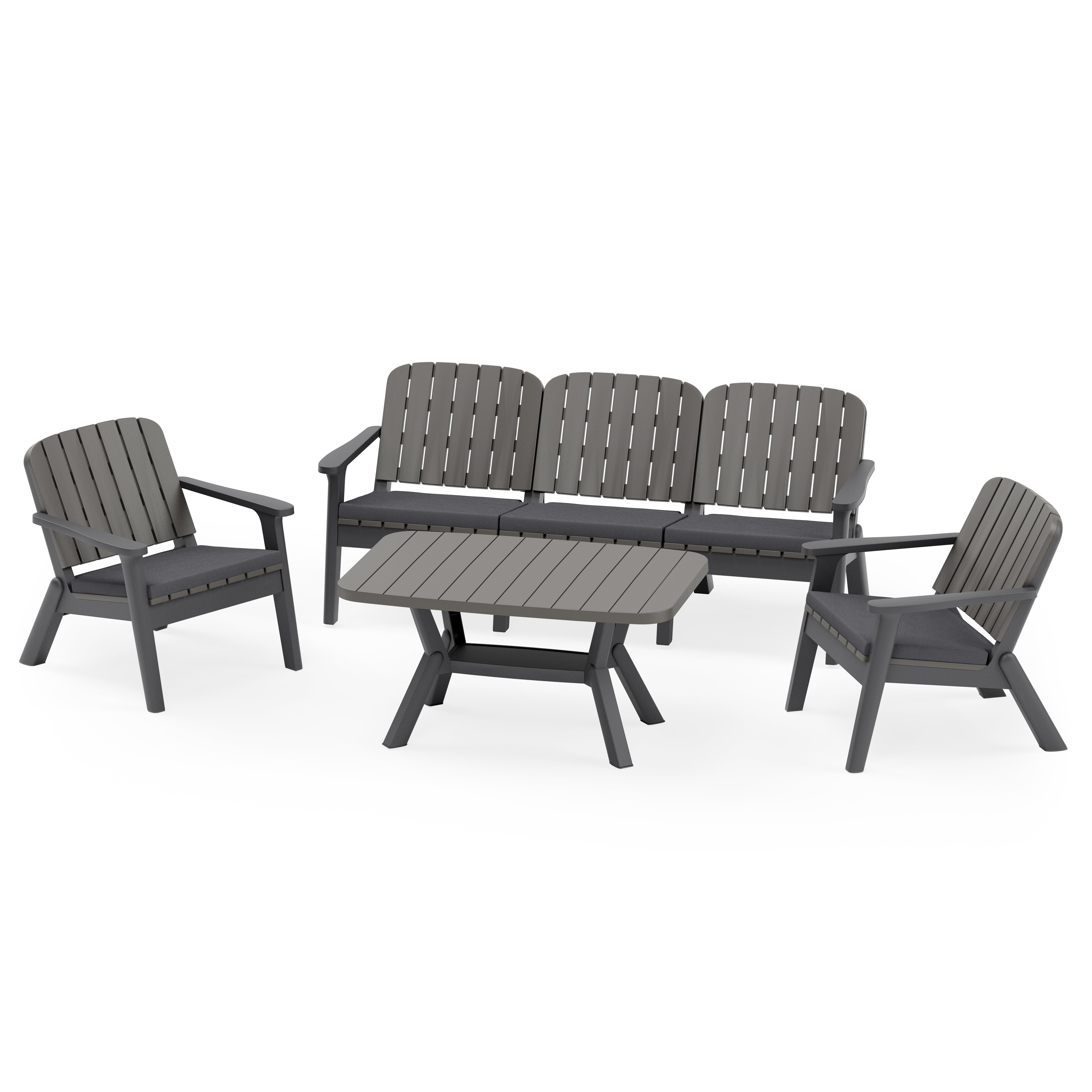 Silva Polipropilen Üçlü Koltuk Takımı Antrasit Vizon